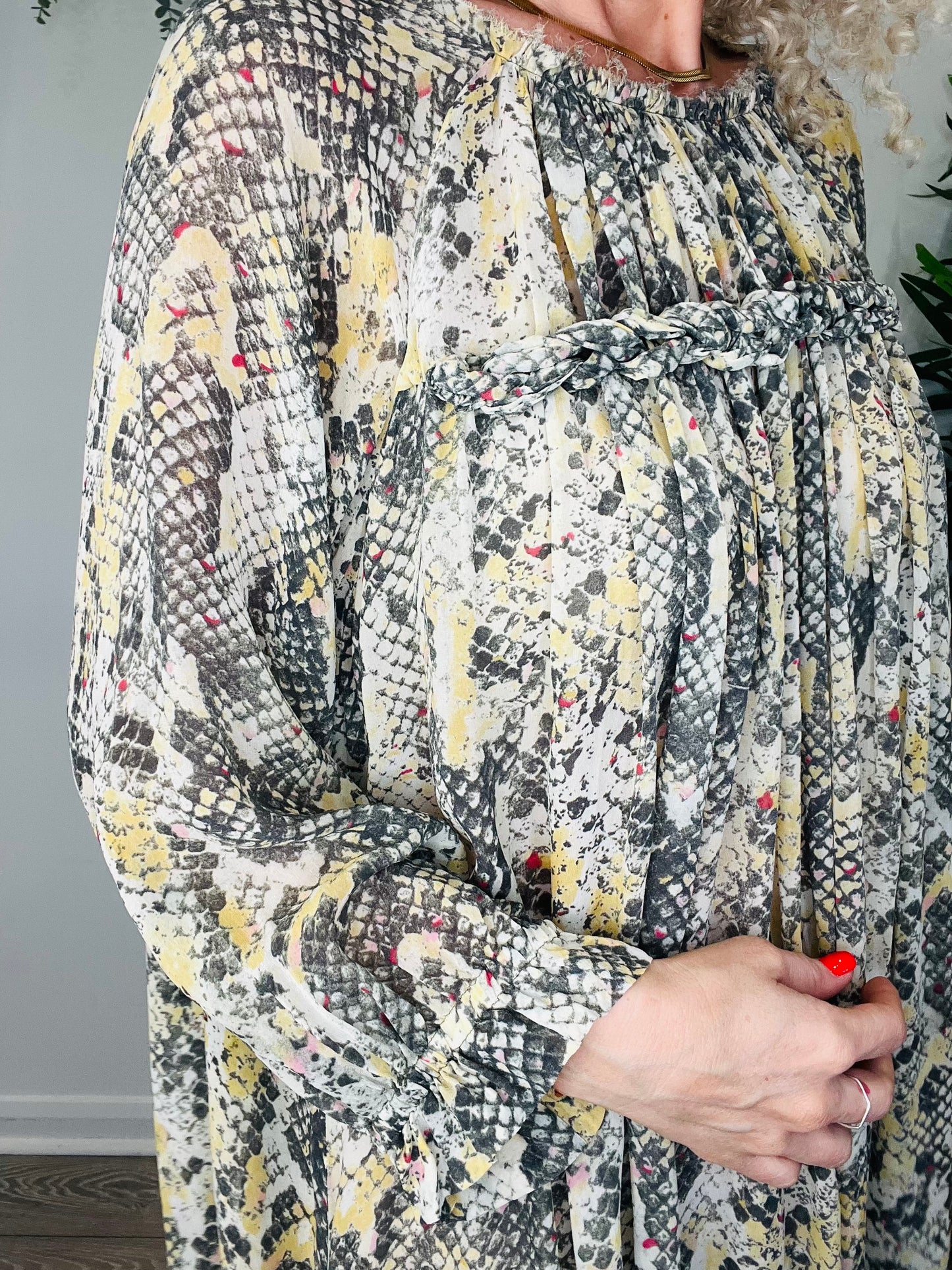 Snakeskin Print Dress - Size 40