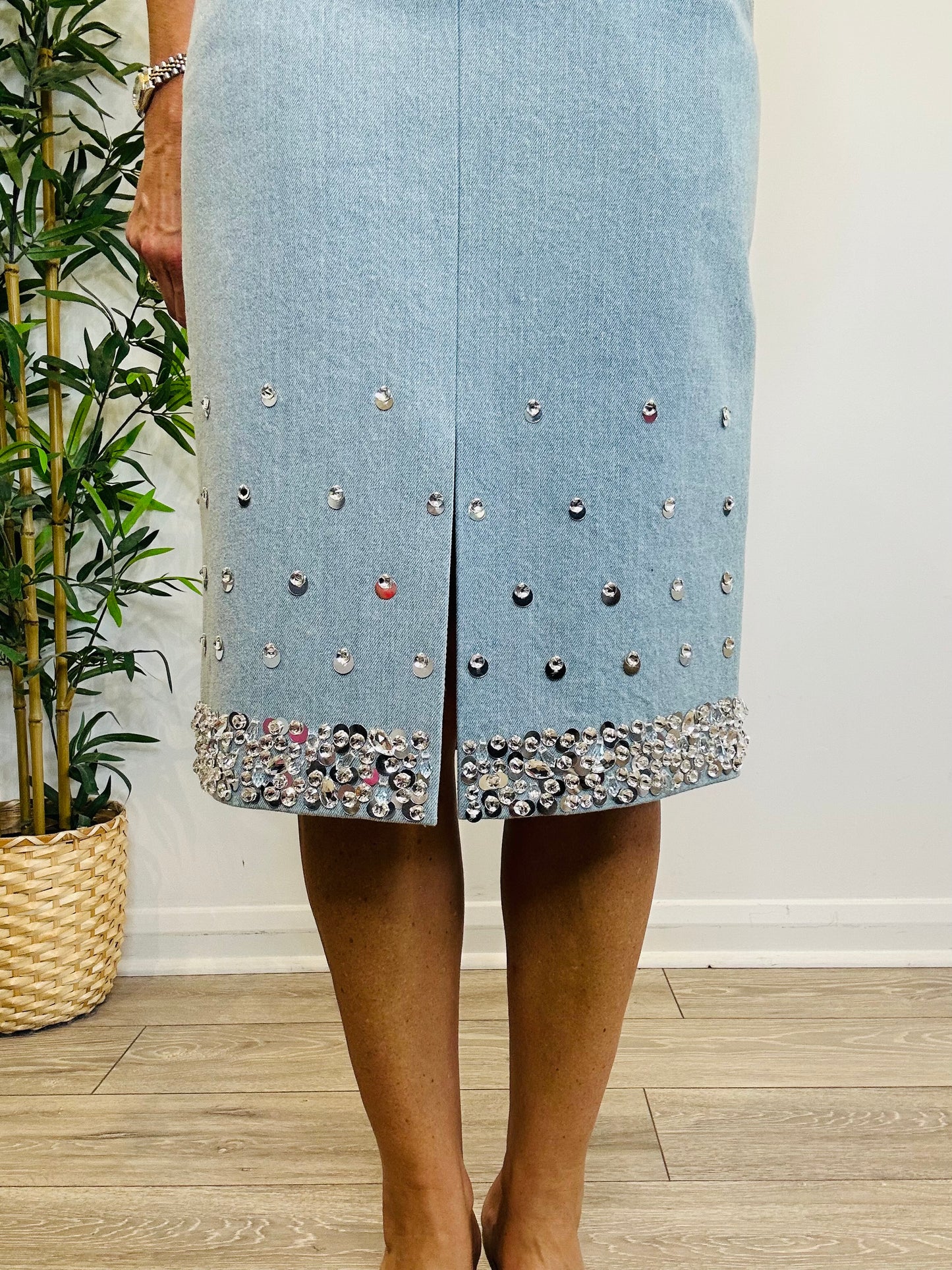 Embellished Denim Skirt - Size 10