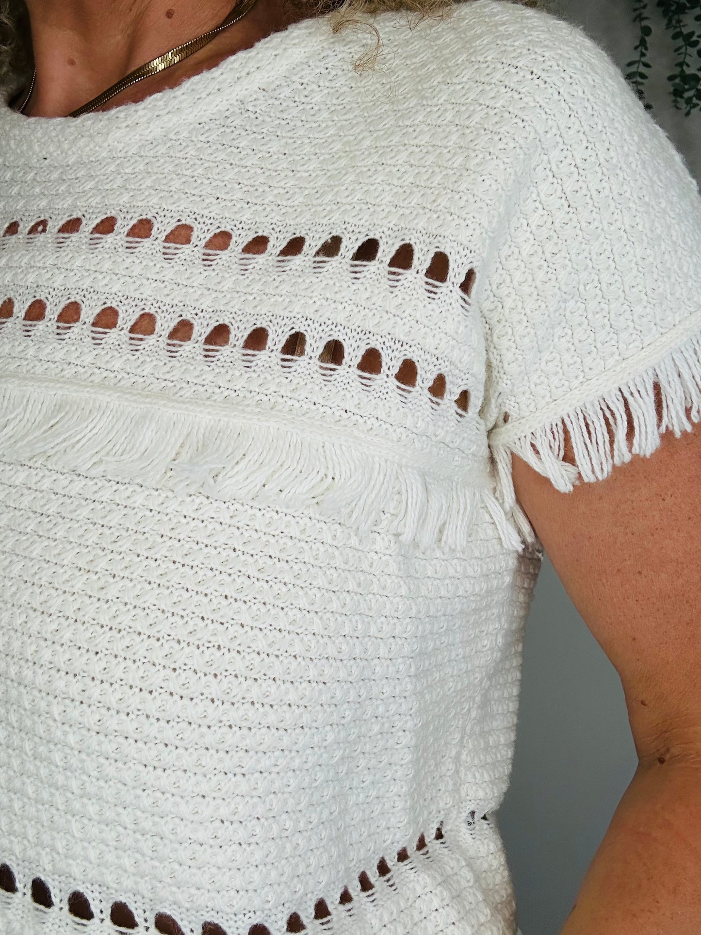 Fringed Knit Top - Size XS