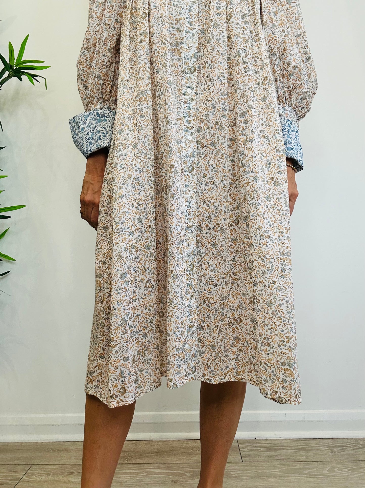Floral Cotton Shirt Dress - Size S