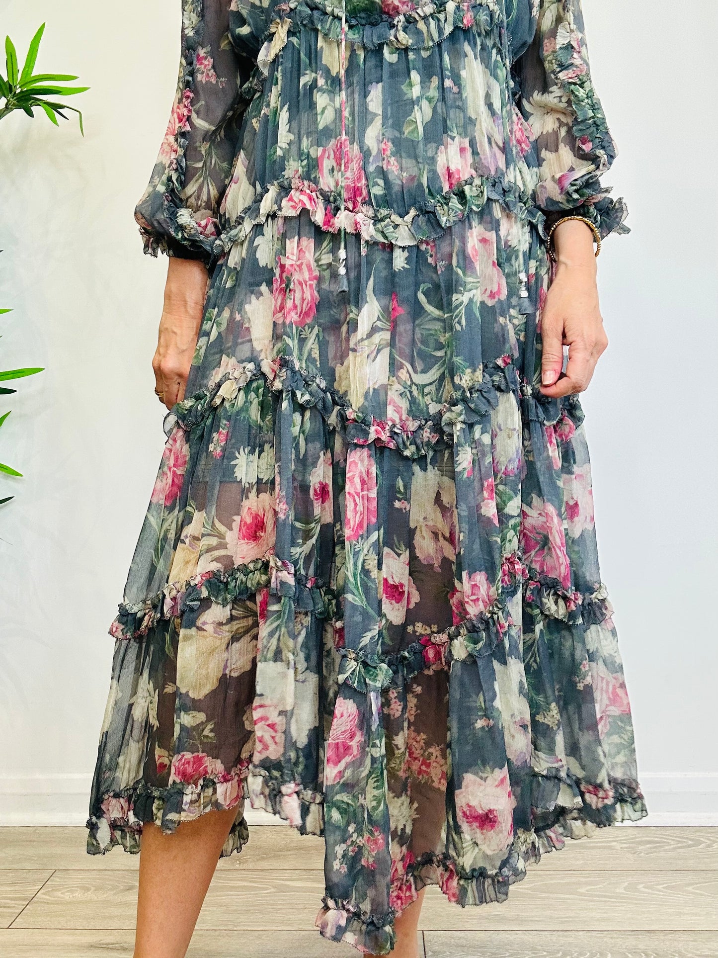 Floral Silk Dress - Size 0