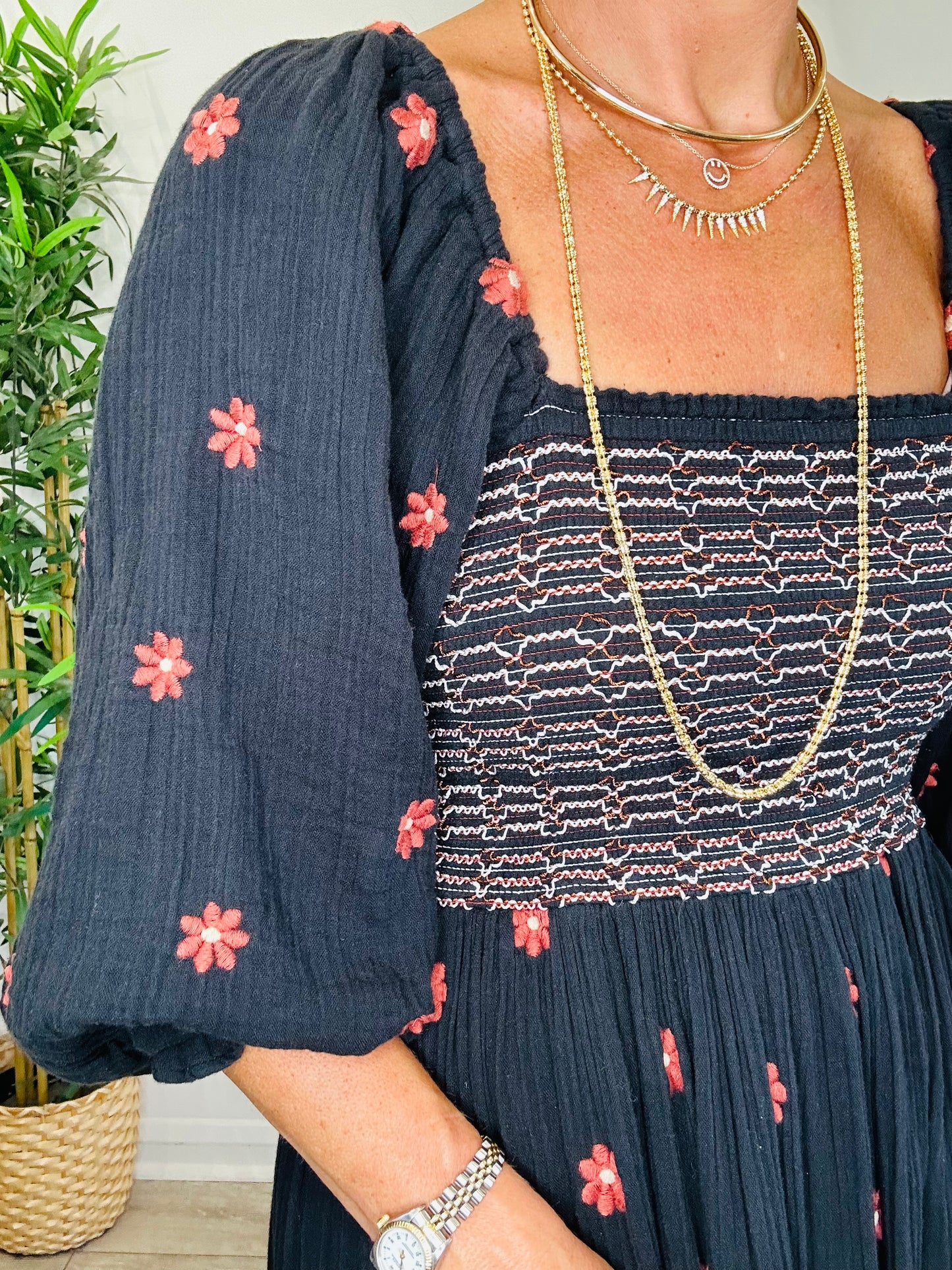 Embroidered Cotton Dress - Size S