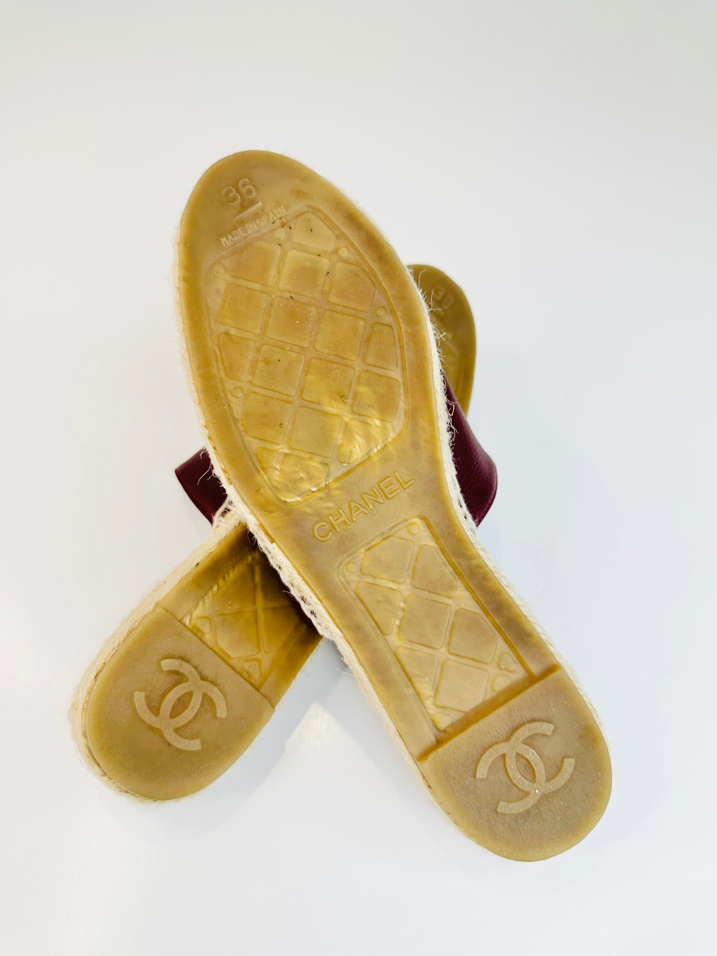 Leather Espadrille Mules - Size 36