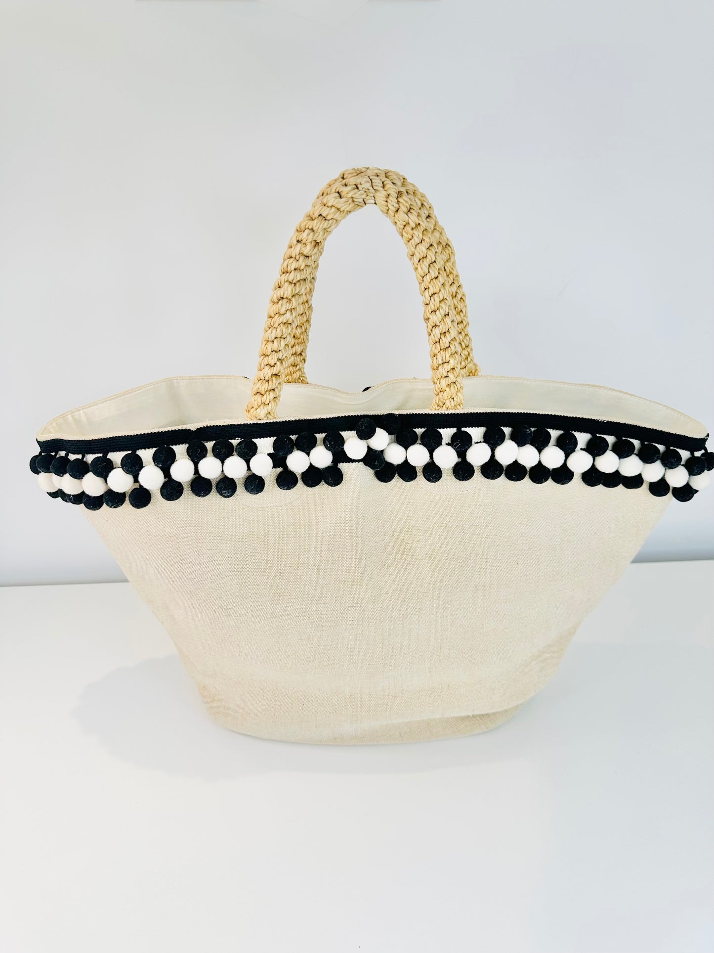 Canvas Pompom Tote