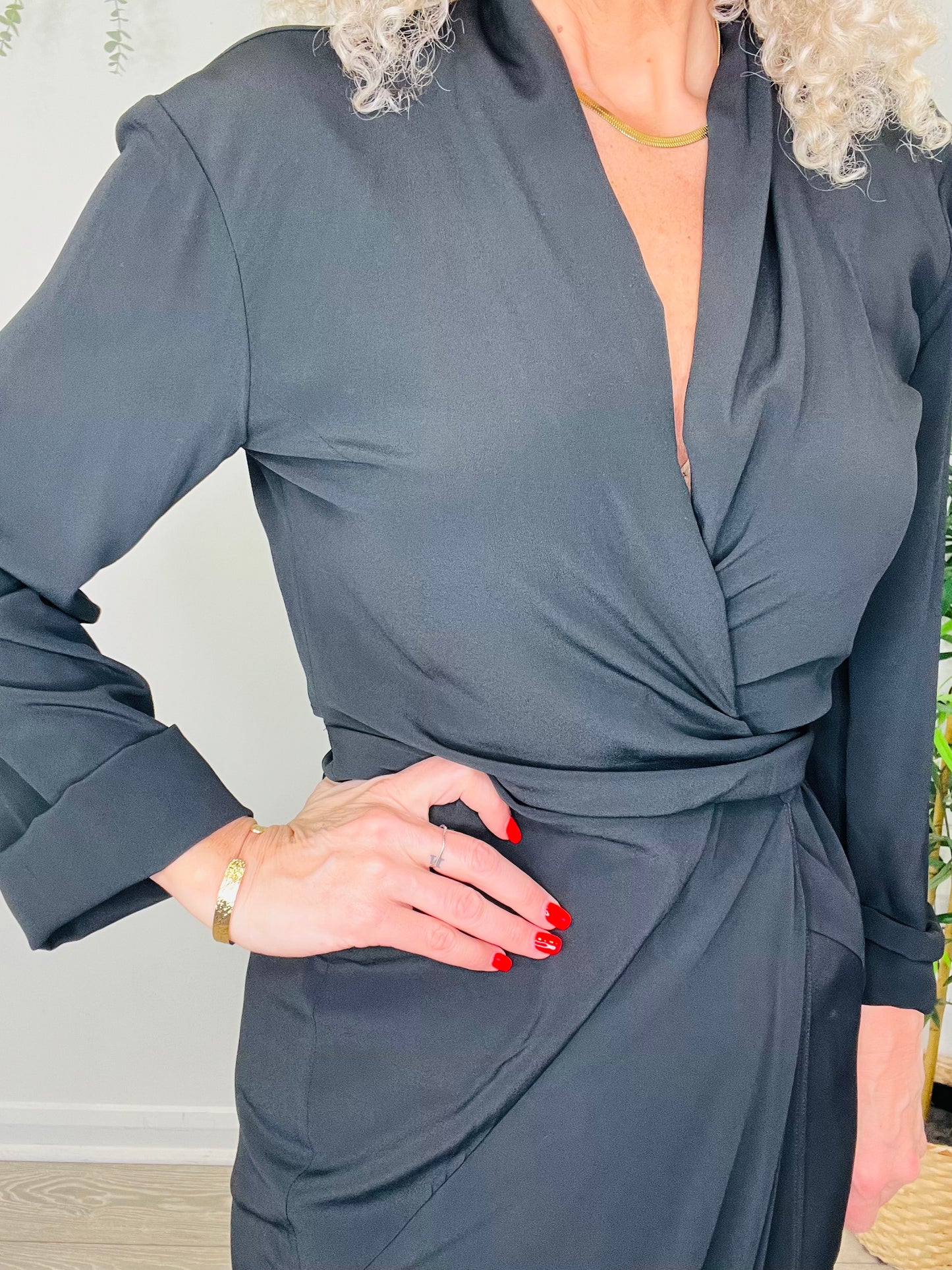 Silk Wrap Dress - Size 40