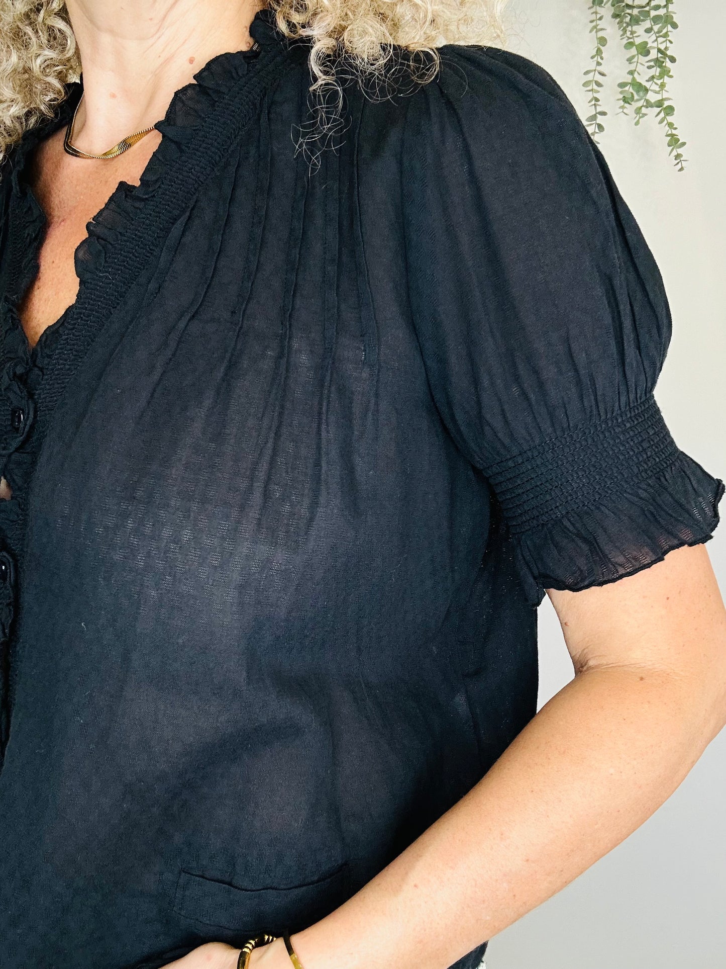 Frill Cotton Blouse - Size 12