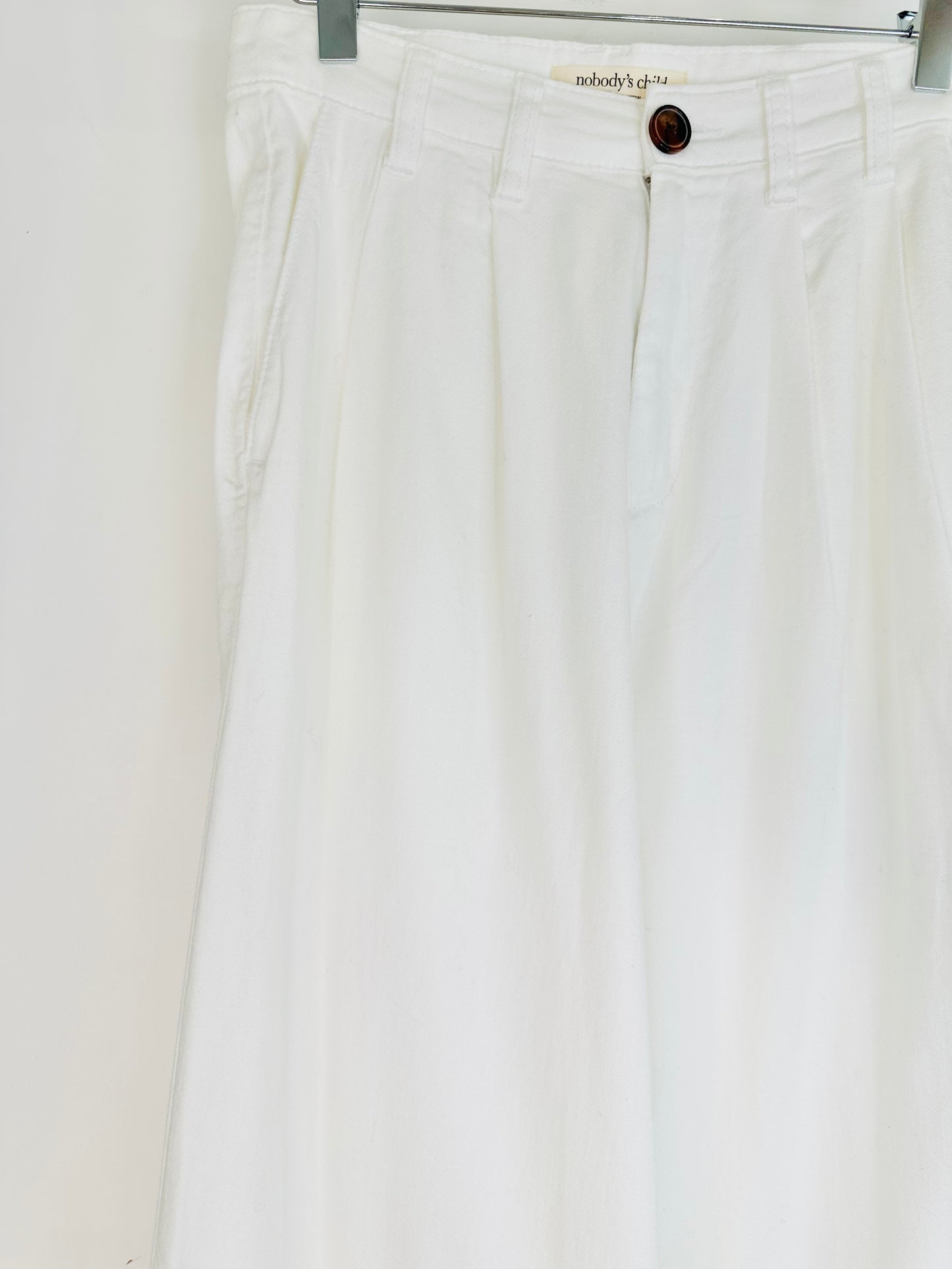 Wide Leg Cotton Trousers - Size 8