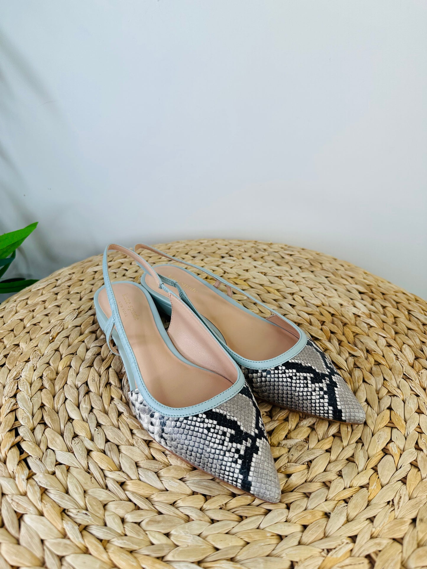 Snakeskin Print Slingbacks - Size 39.5