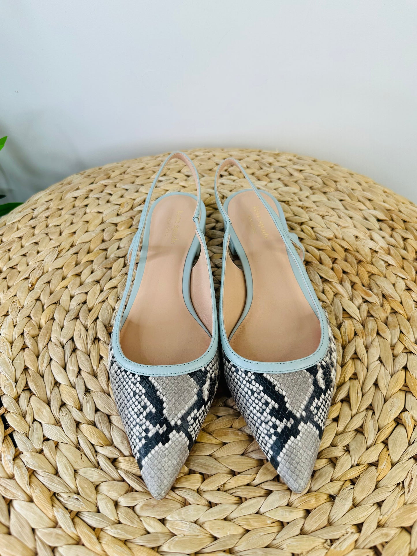 Snakeskin Print Slingbacks - Size 39.5