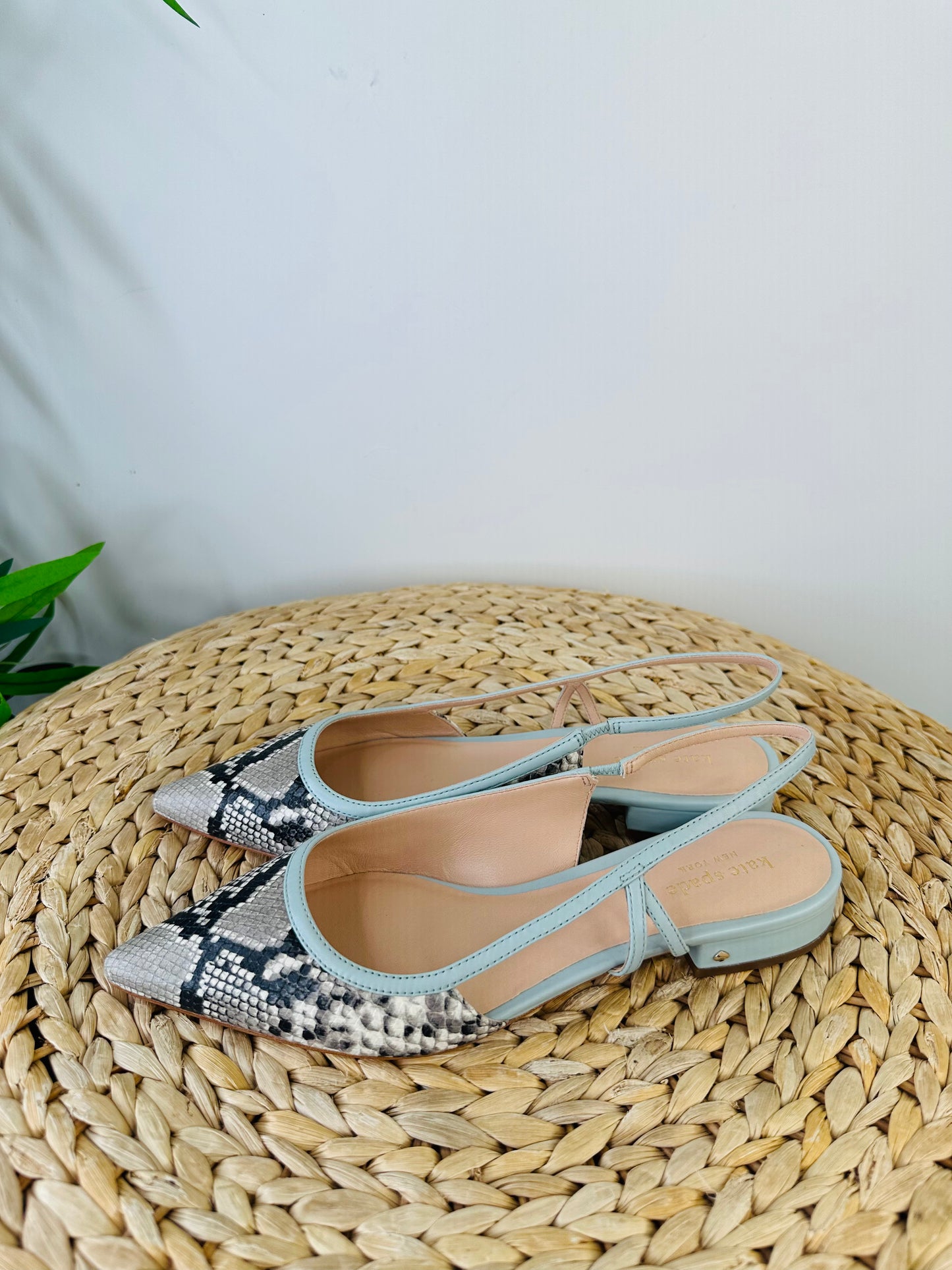 Snakeskin Print Slingbacks - Size 39.5