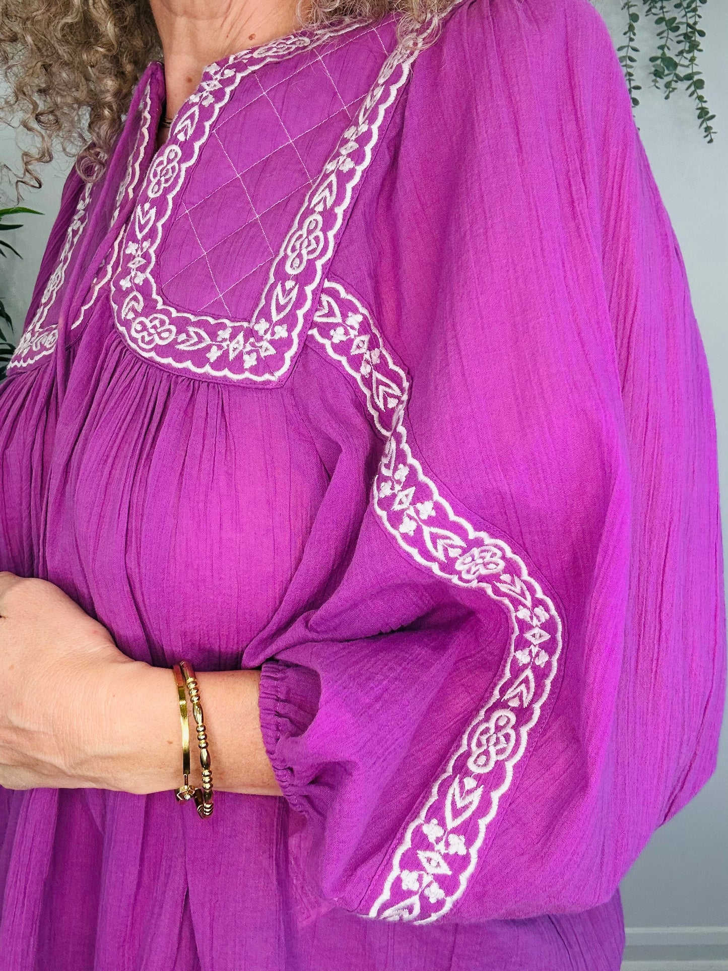 Embroidered Cotton Blouse - Size 0