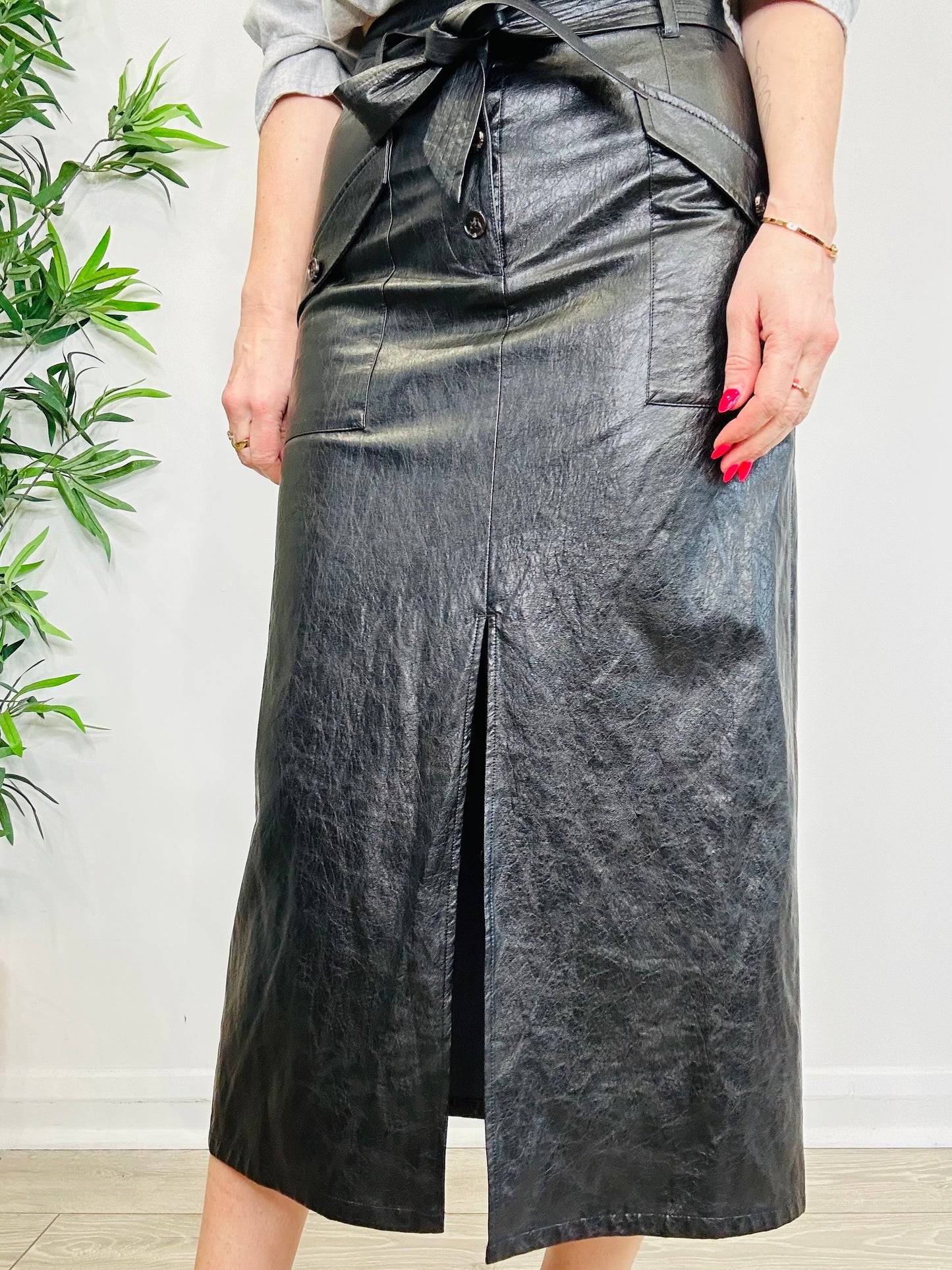 Faux Leather Skirt - Size M