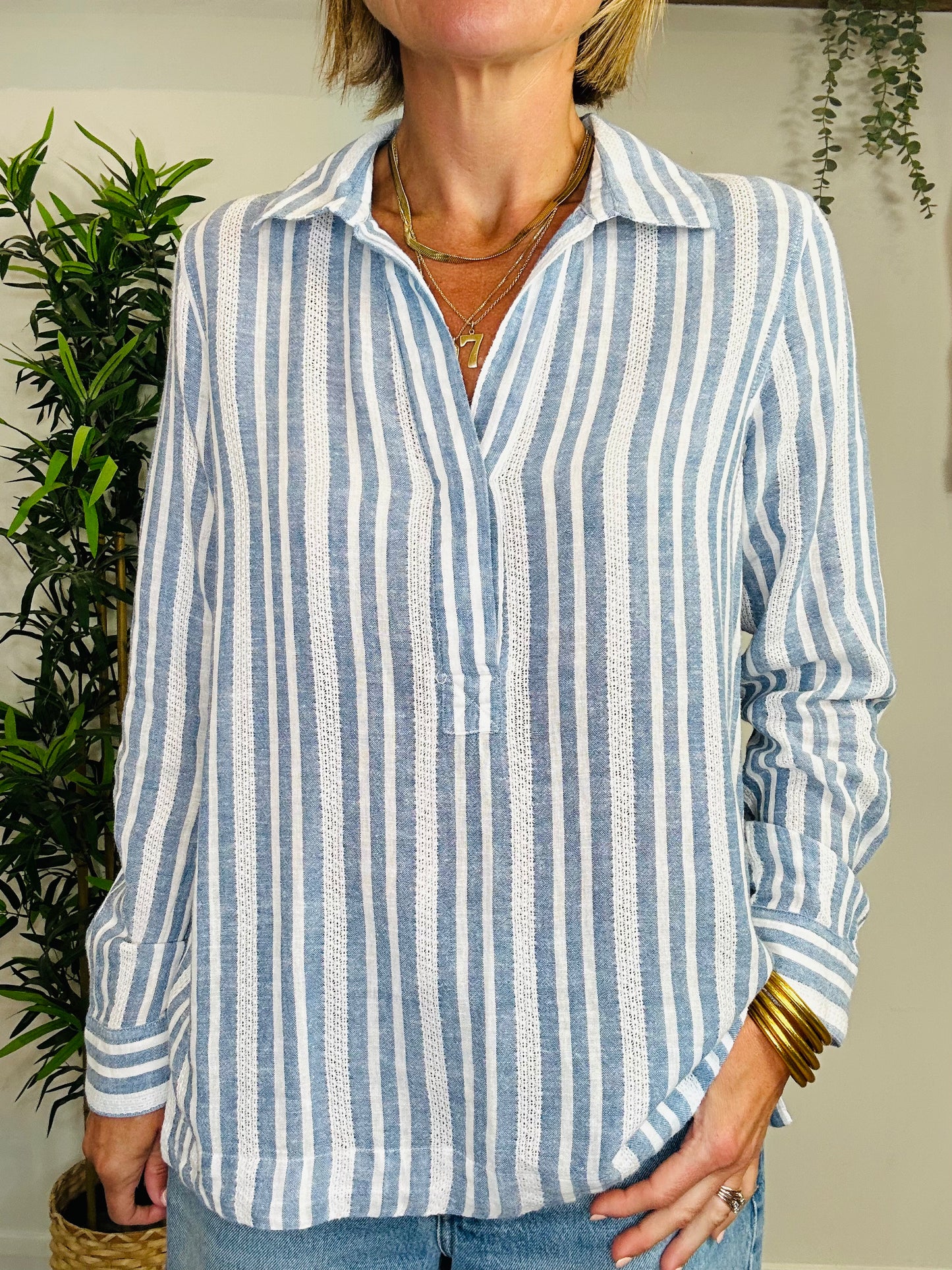 Striped Linen Top - Size S