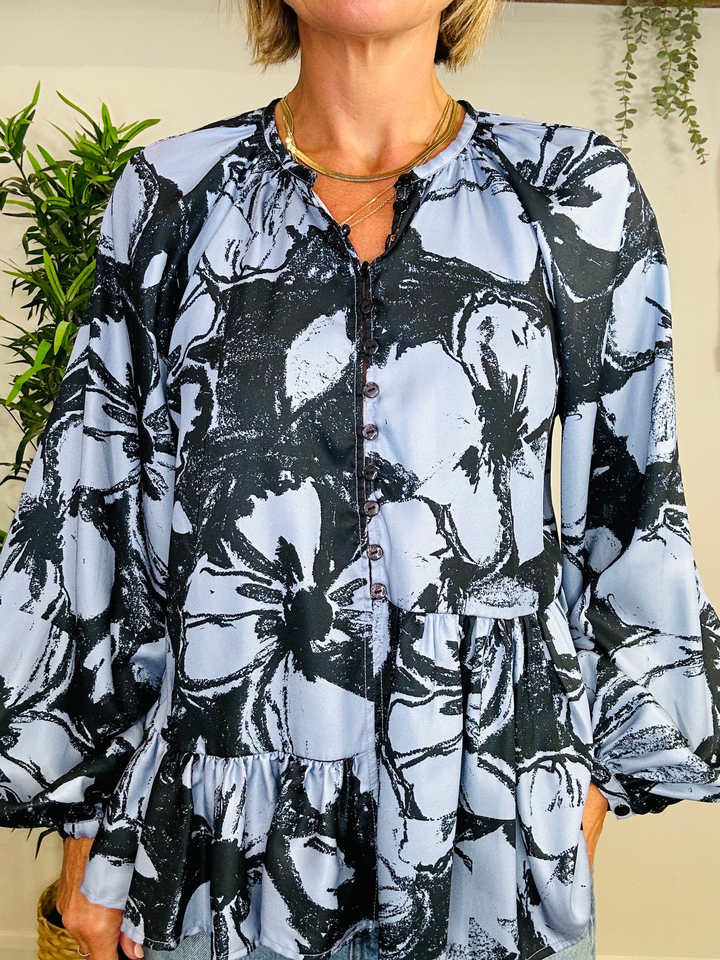 Floral Printed Blouse - Size XS