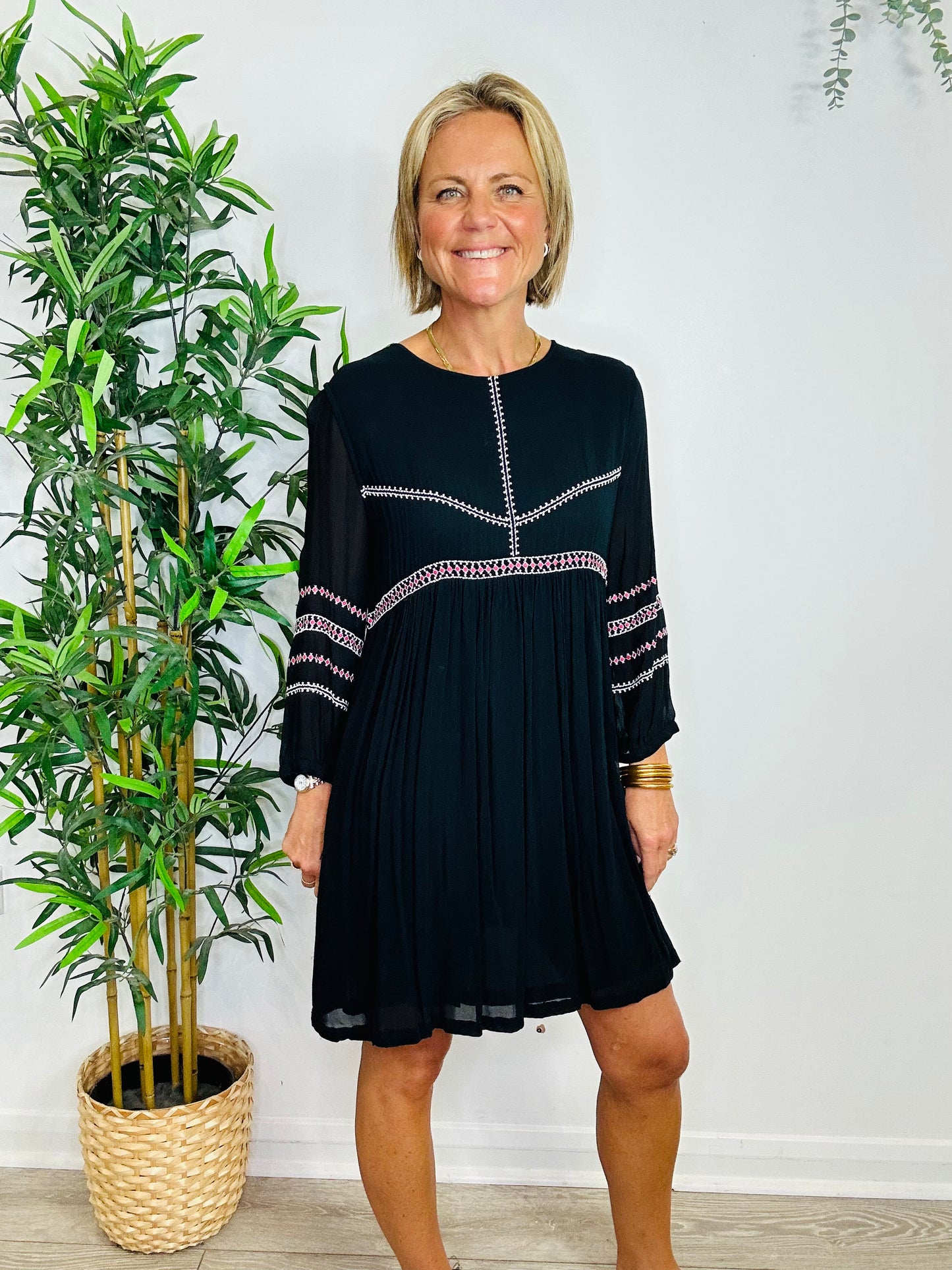 Embroidered Short Dress - Size 2