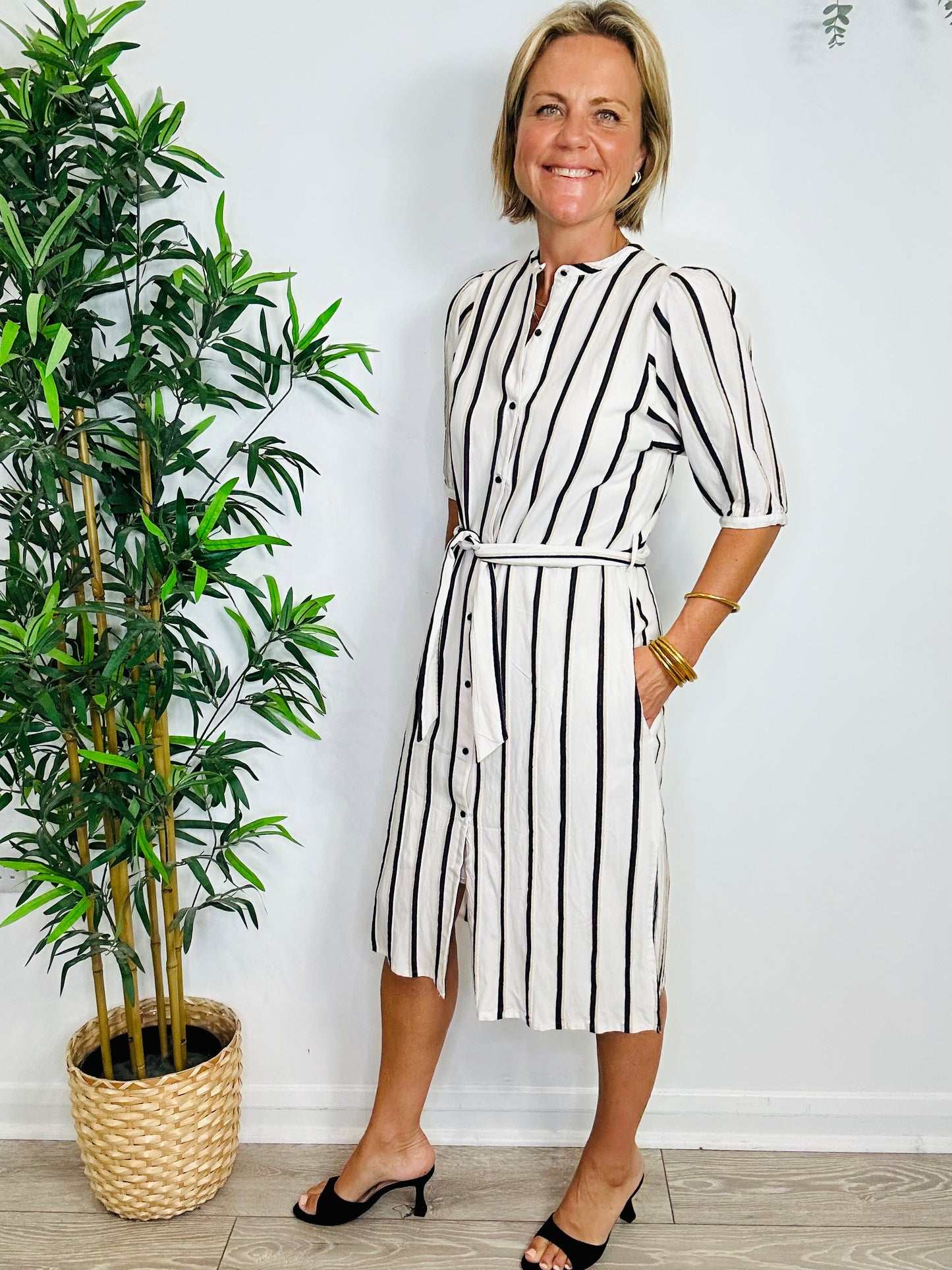 Striped Shirt Dress - Size XS