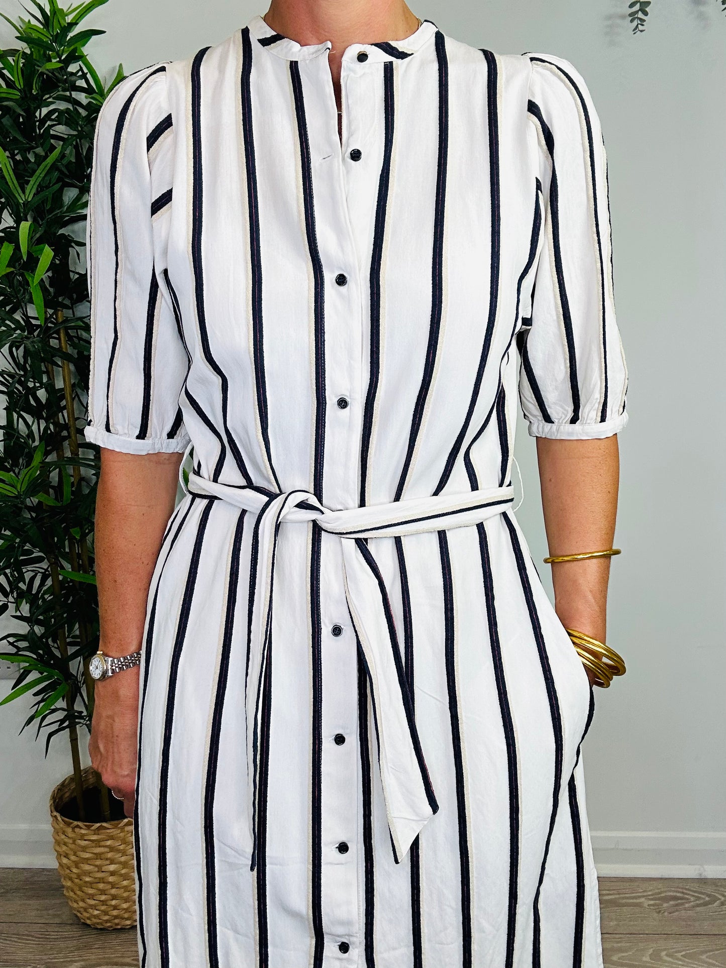 Striped Shirt Dress - Size XS