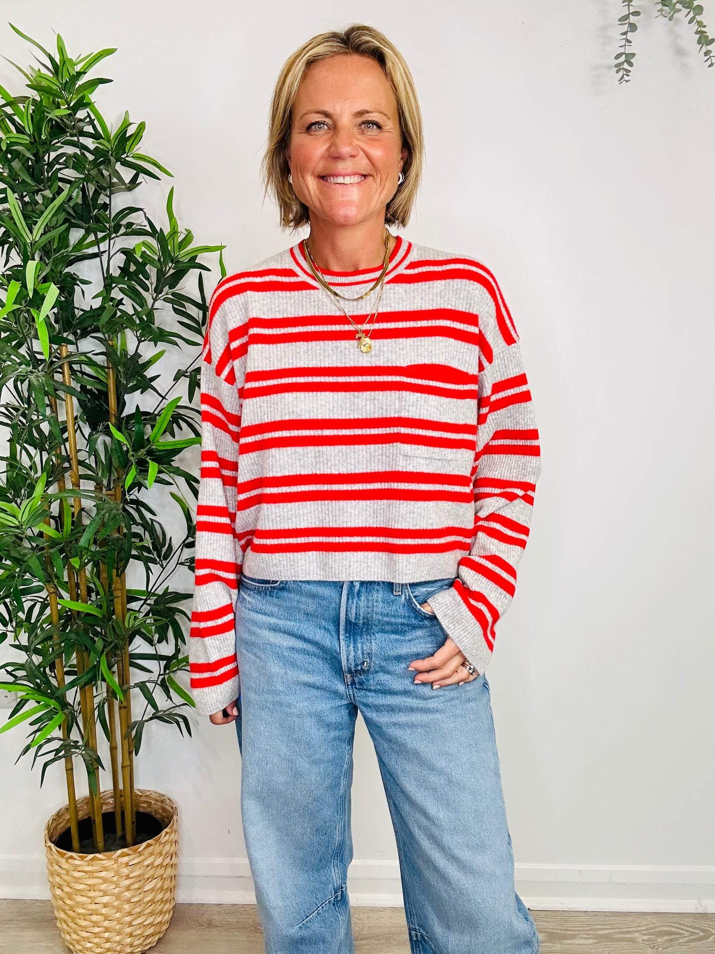 Striped Ribbed Jumper - Size XS/S