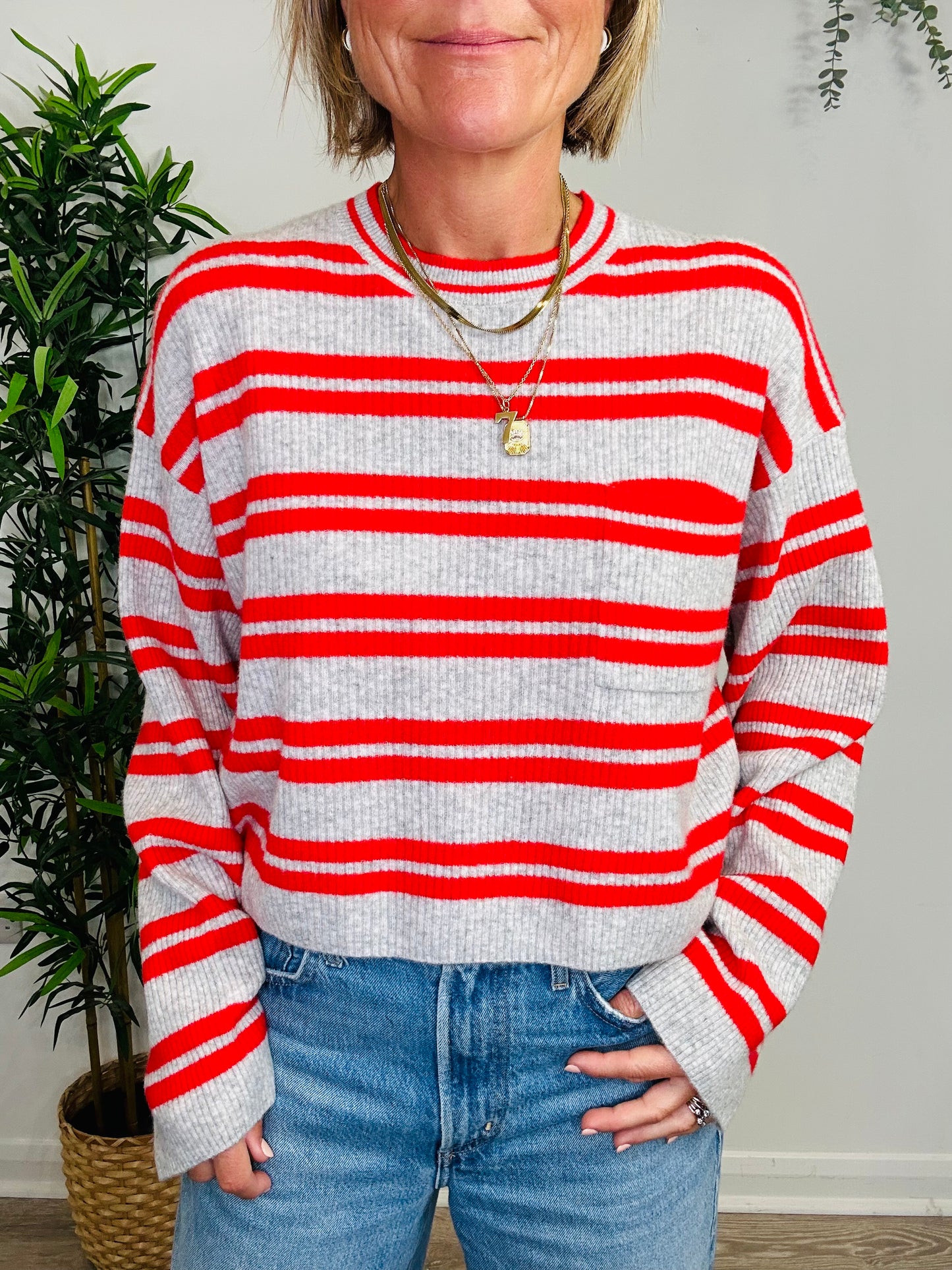 Striped Ribbed Jumper - Size XS/S