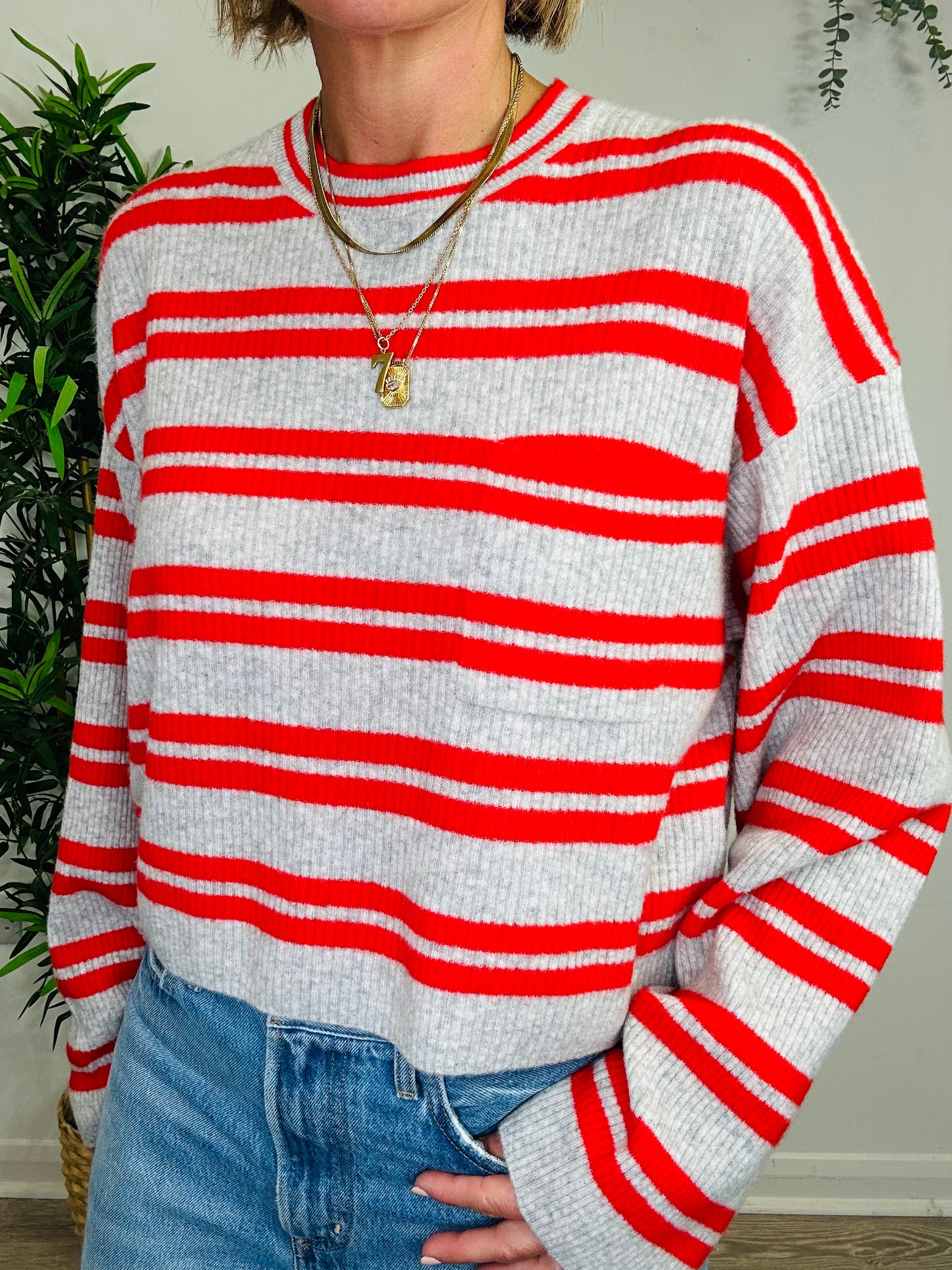 Striped Ribbed Jumper - Size XS/S
