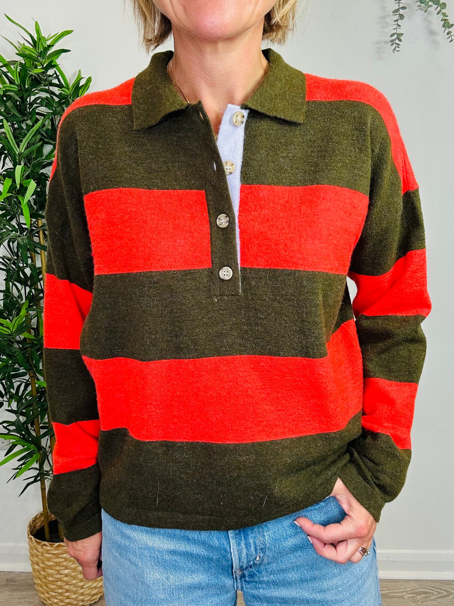 Striped Rugby Jumper - Size S
