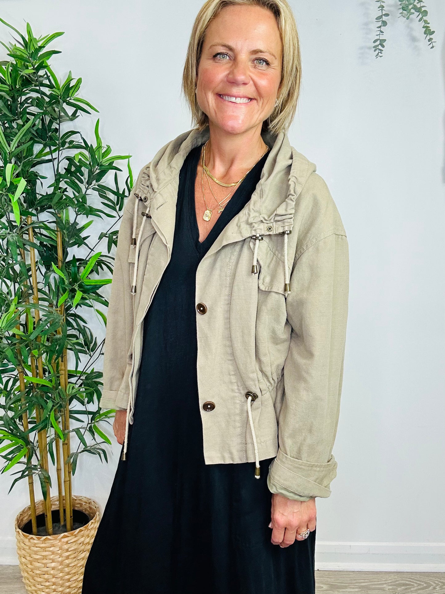 Linen Blend Jacket - Size 36