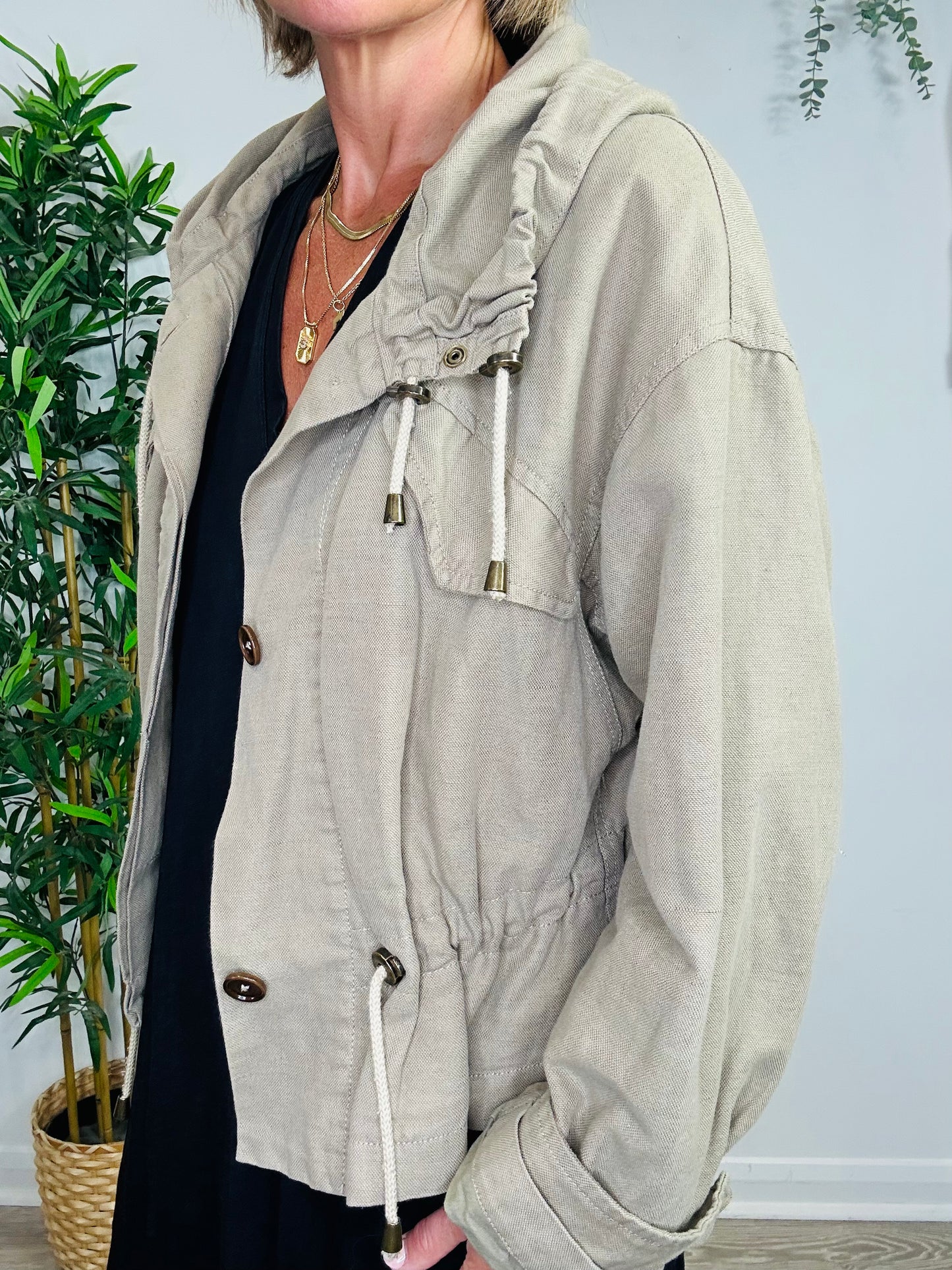 Linen Blend Jacket - Size 36