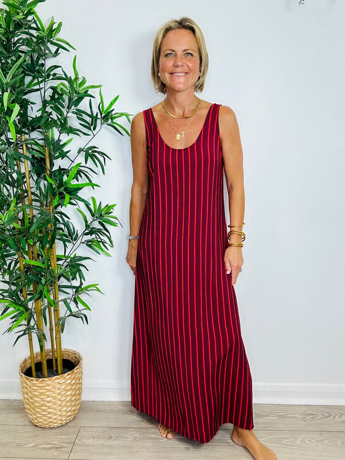 Striped Maxi Dress - Size 10