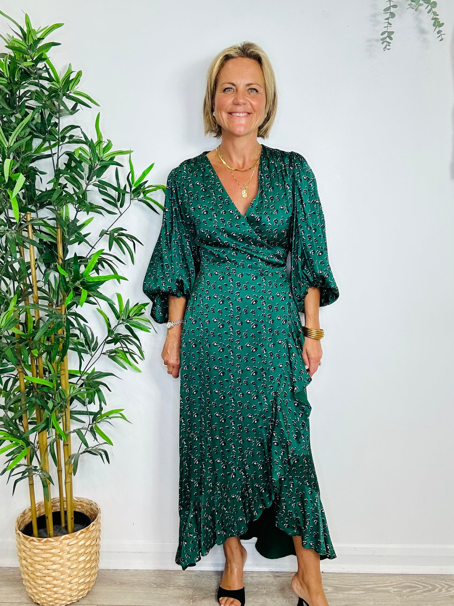 Leopard Print Wrap Dress - Size S