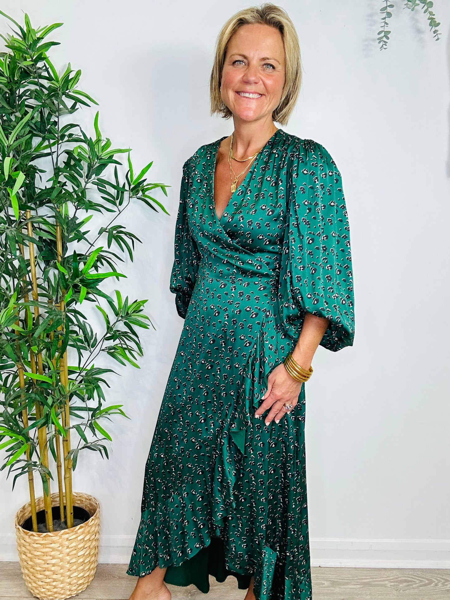 Leopard Print Wrap Dress - Size S