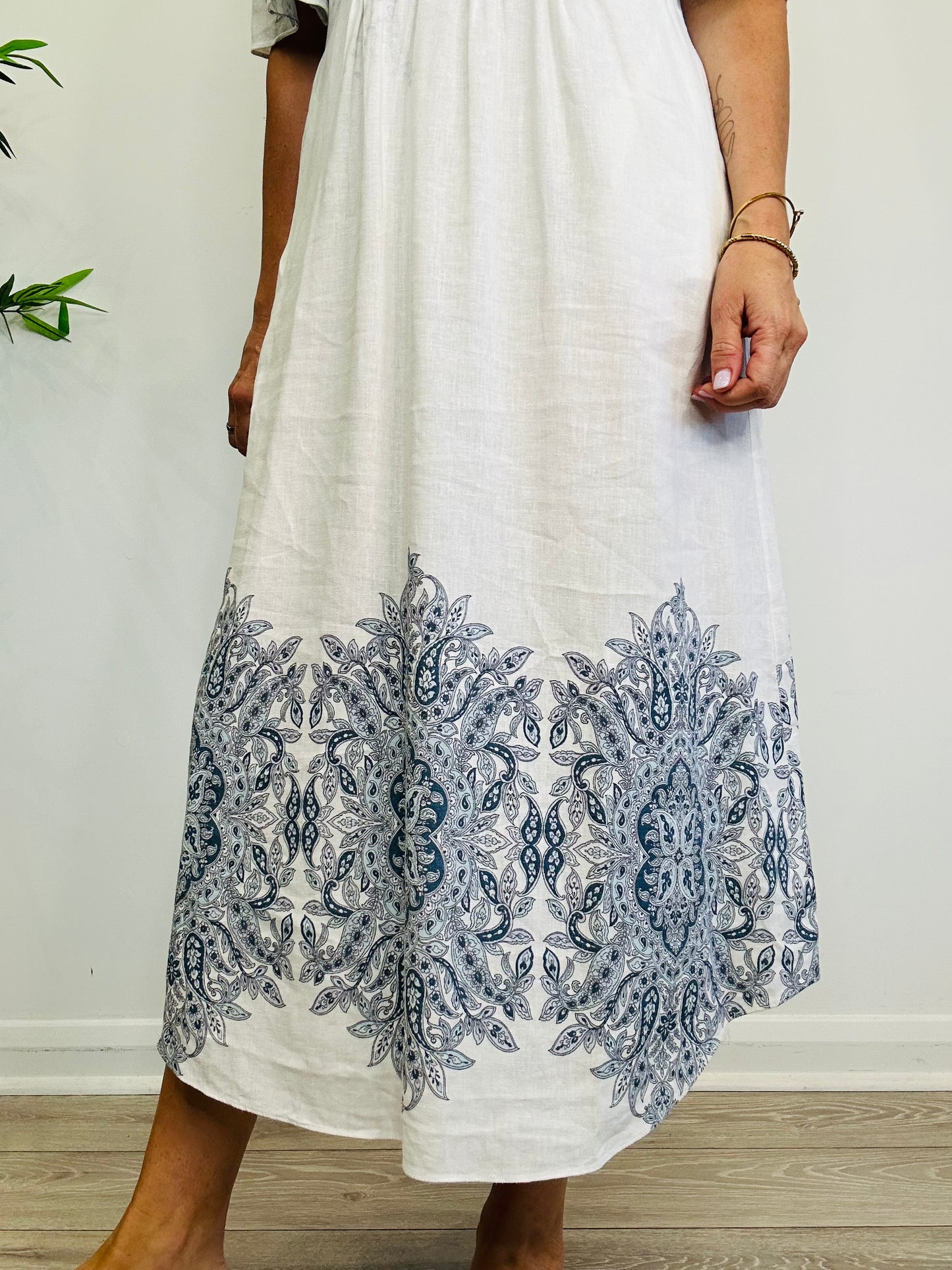 Linen Maxi Dress - Size 36