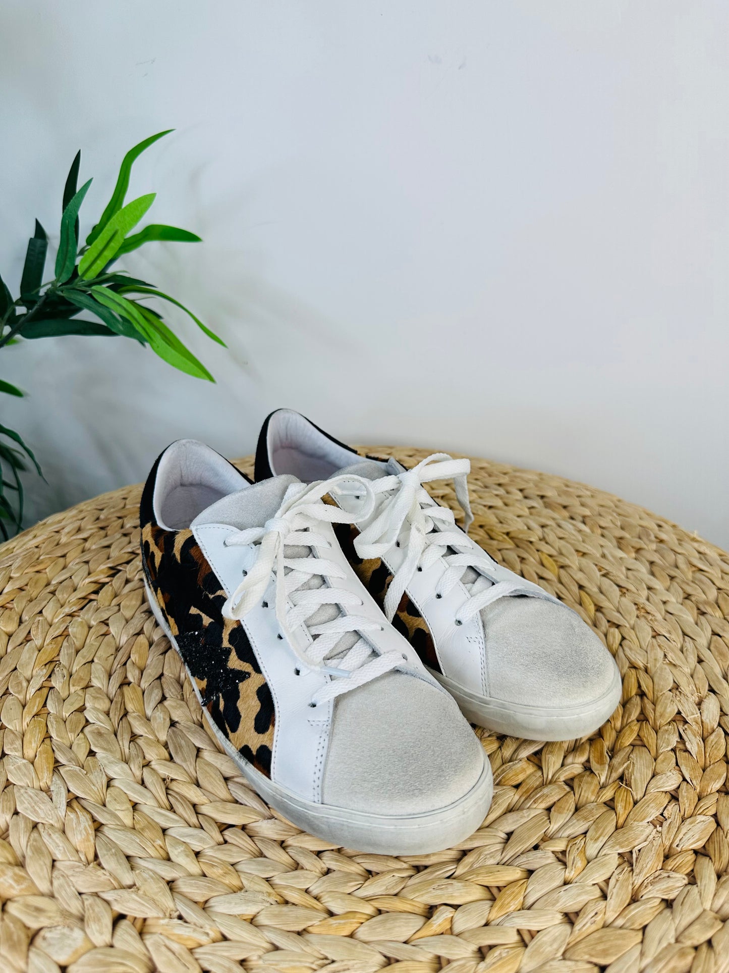 Leopard Print Ponyskin Trainers - Size 39