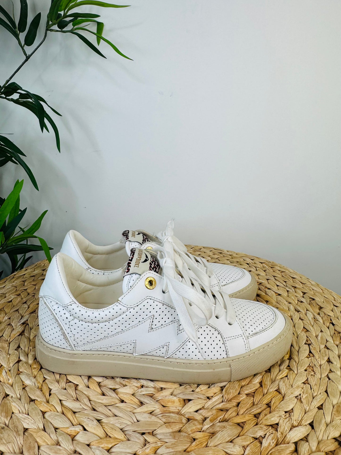 Perforated Leather Trainers - Size 39