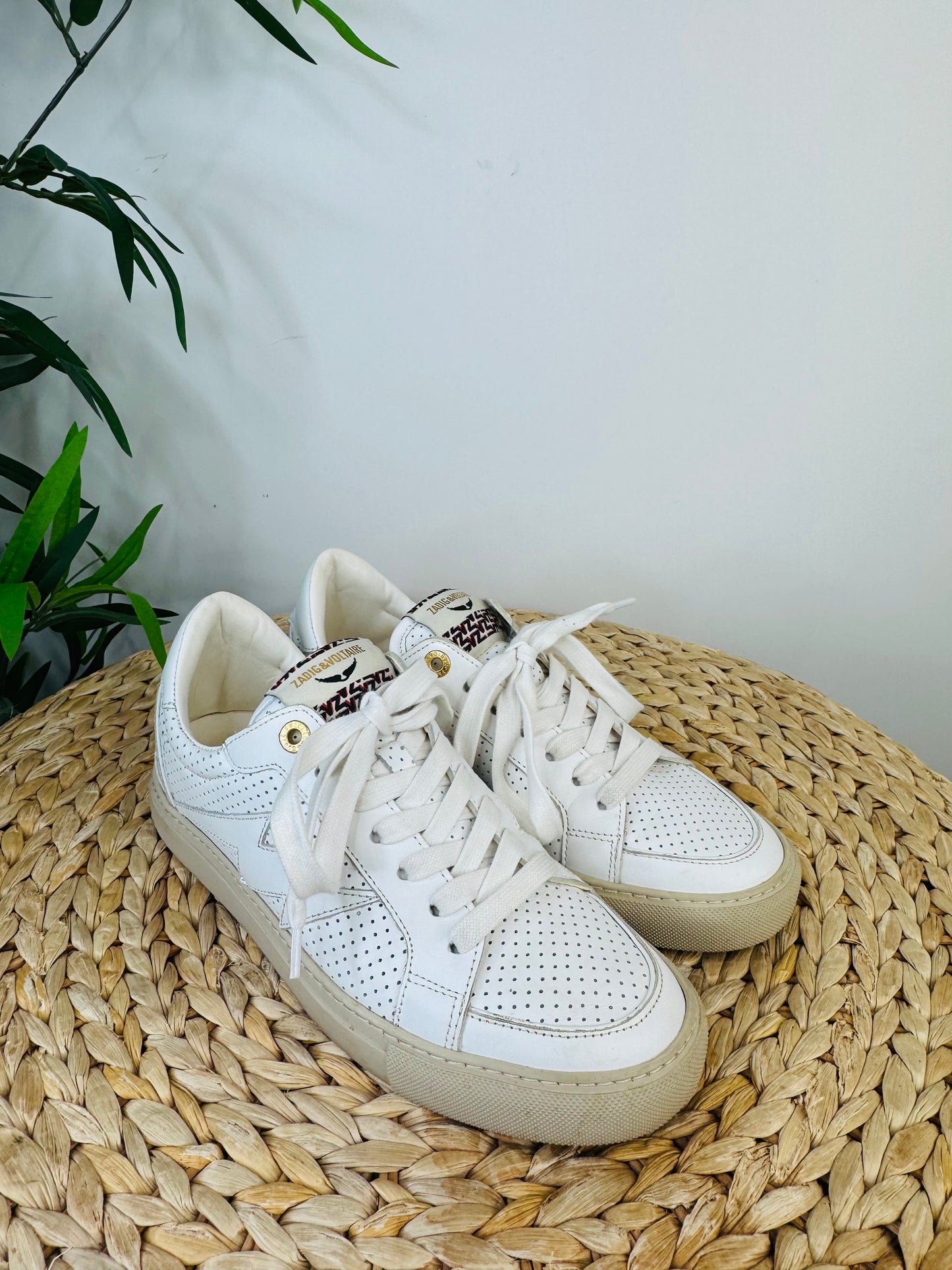 Perforated Leather Trainers - Size 39