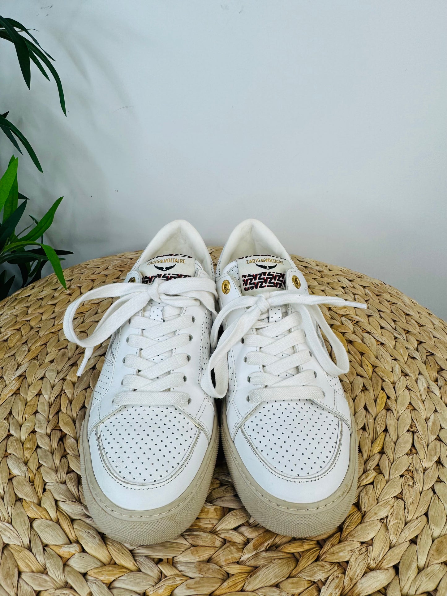 Perforated Leather Trainers - Size 39