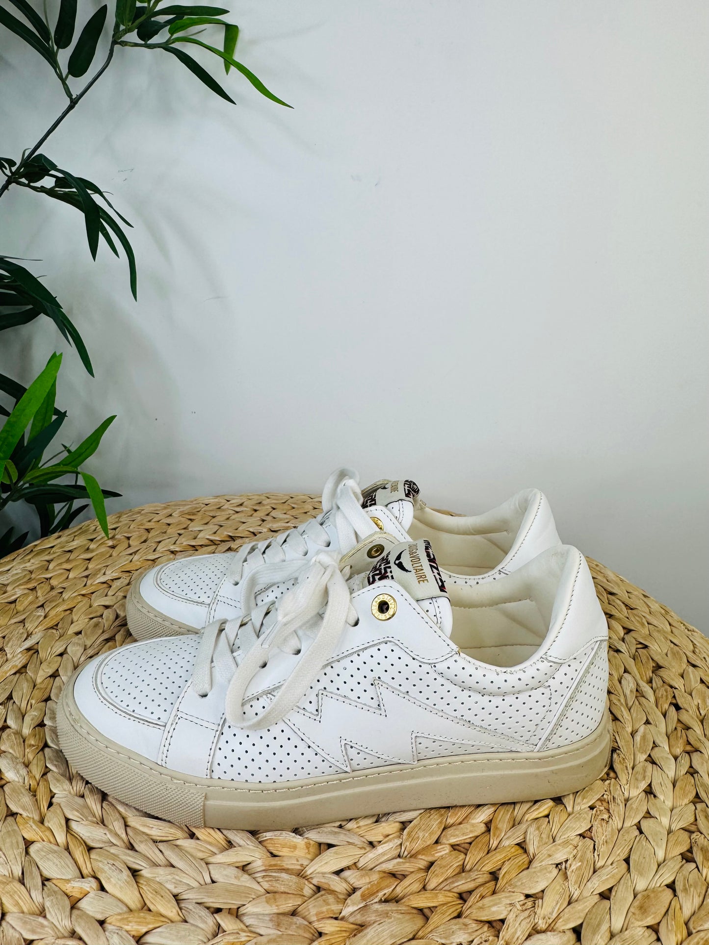 Perforated Leather Trainers - Size 39
