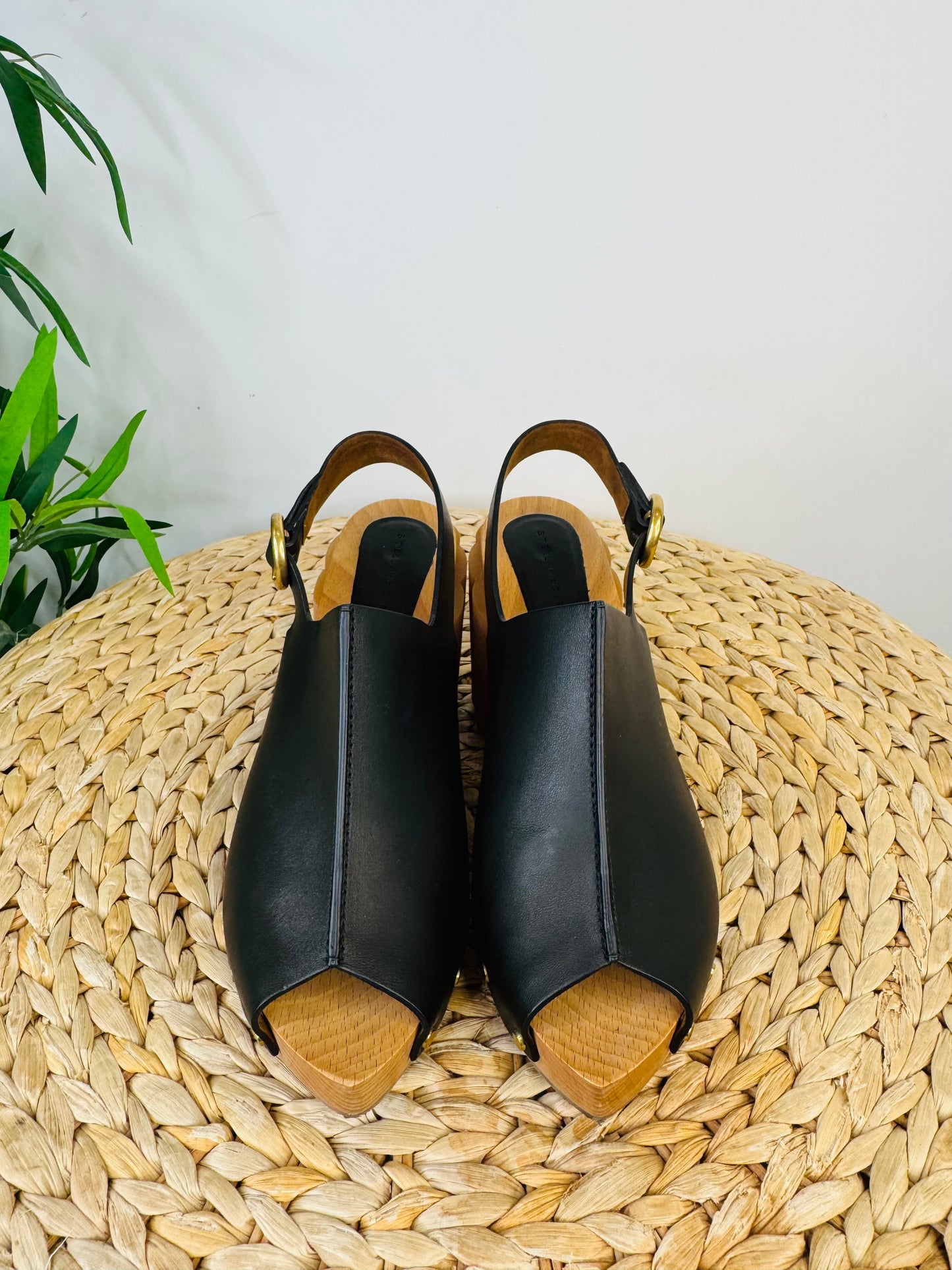 Faux Leather Clog Sandals - Size 39