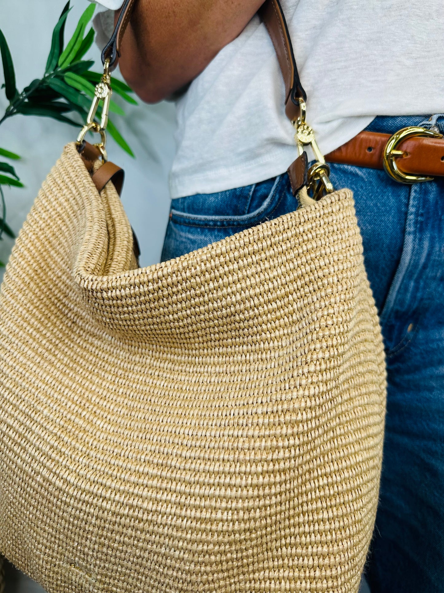 Raffia Hobo Bag