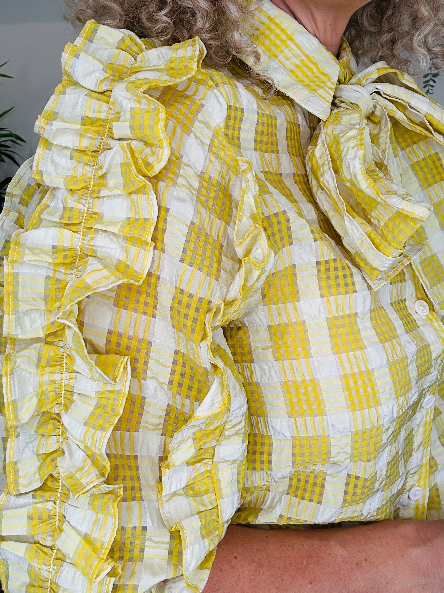 Check Ruffle Shirt - Size 34