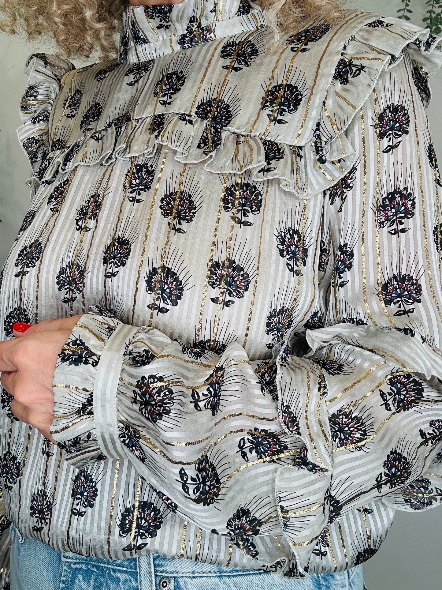 Silk Patterned Blouse - Size 42