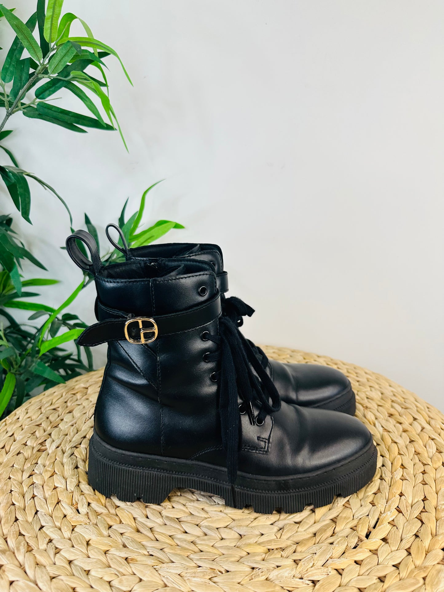 Leather Combat Boots - Size 39