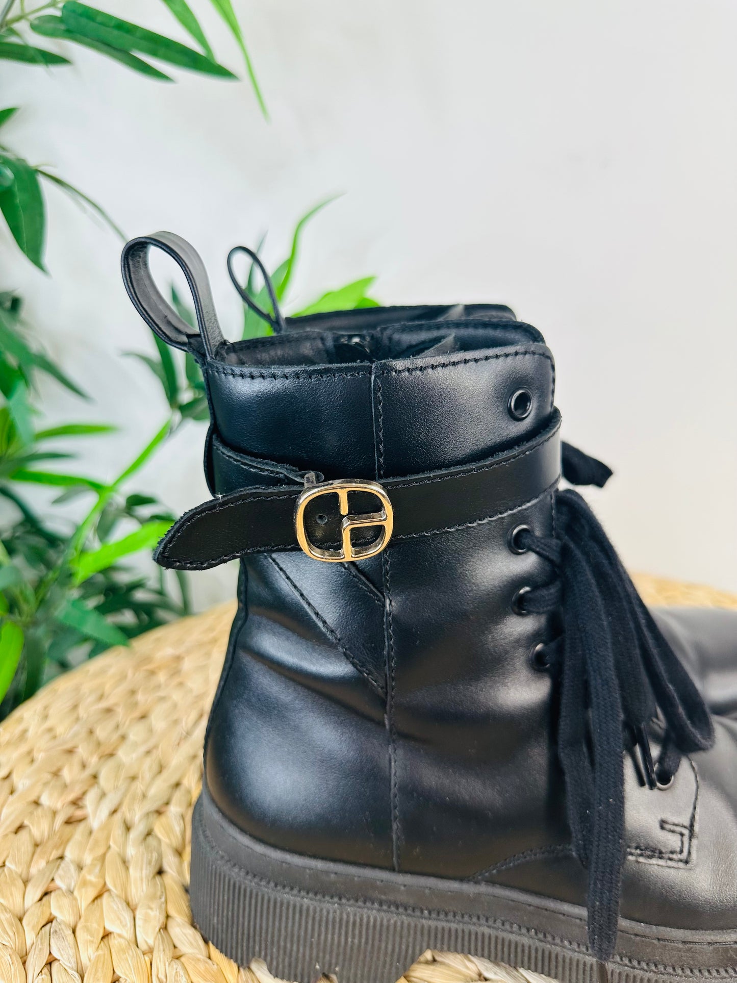 Leather Combat Boots - Size 39