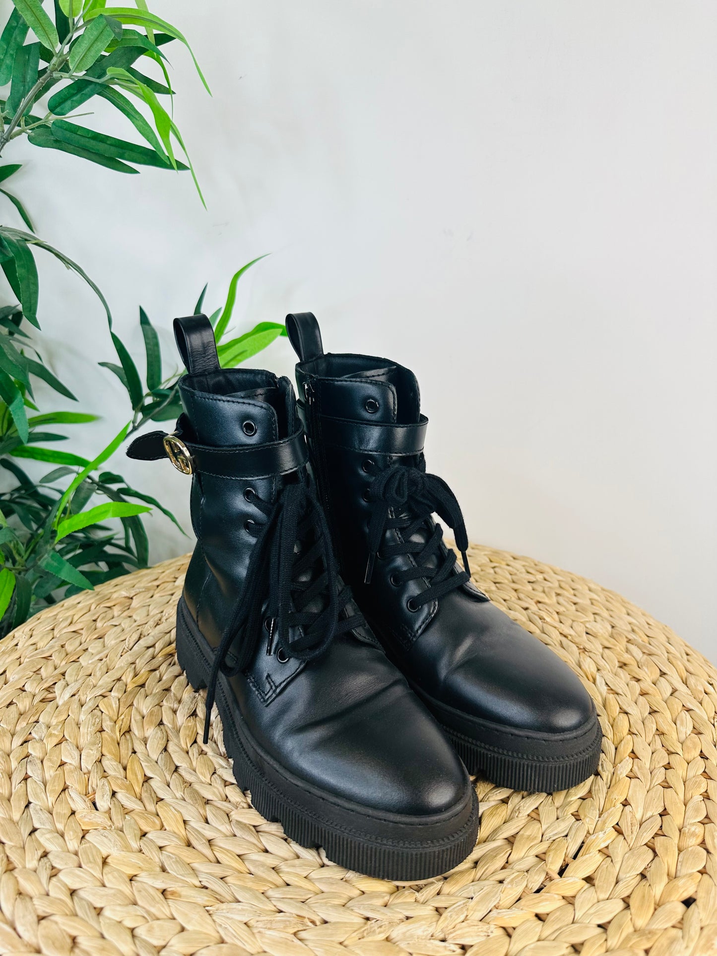 Leather Combat Boots - Size 39