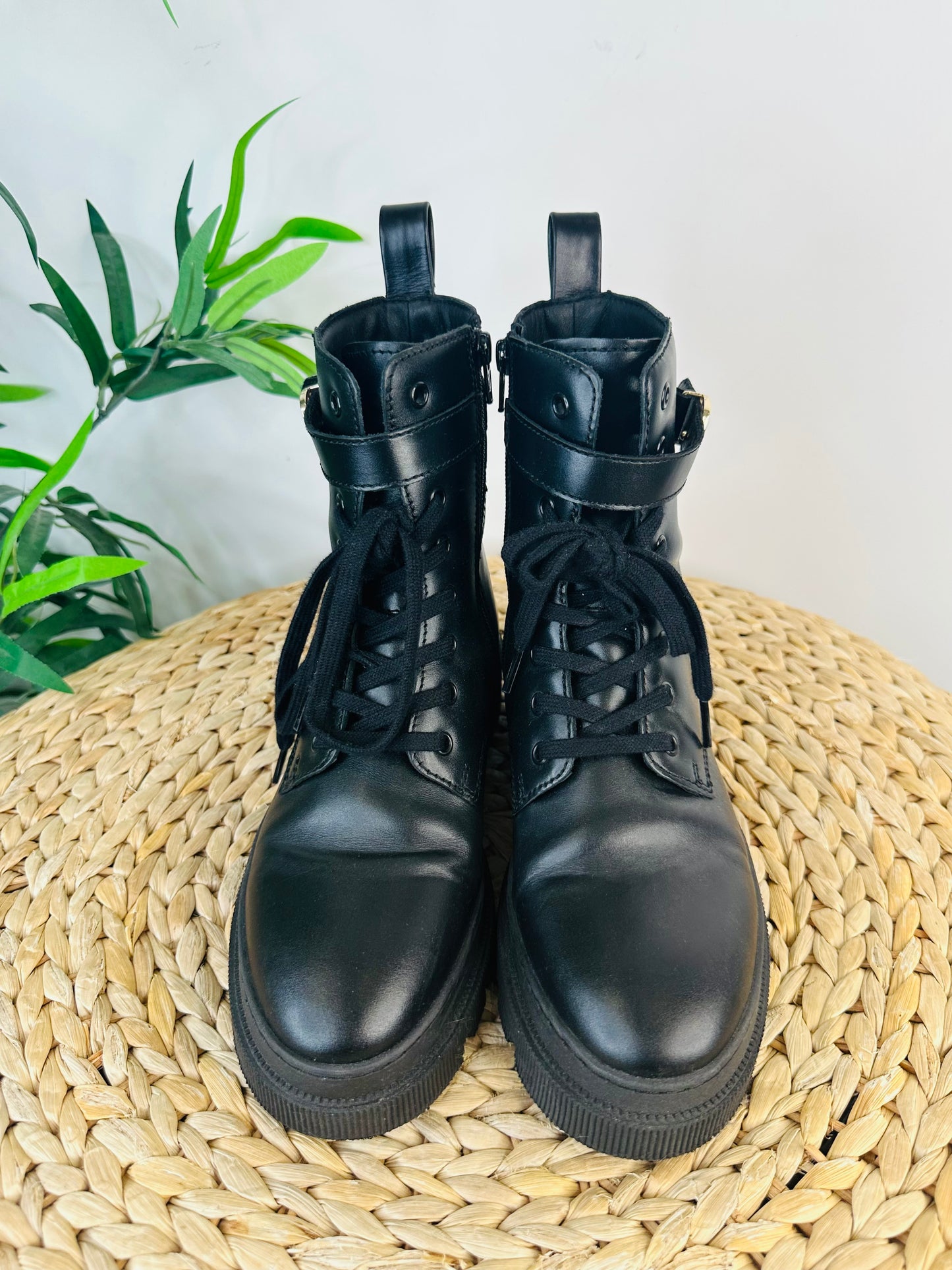 Leather Combat Boots - Size 39