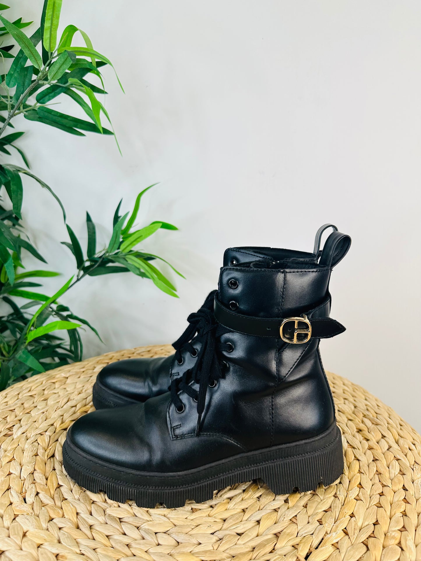 Leather Combat Boots - Size 39