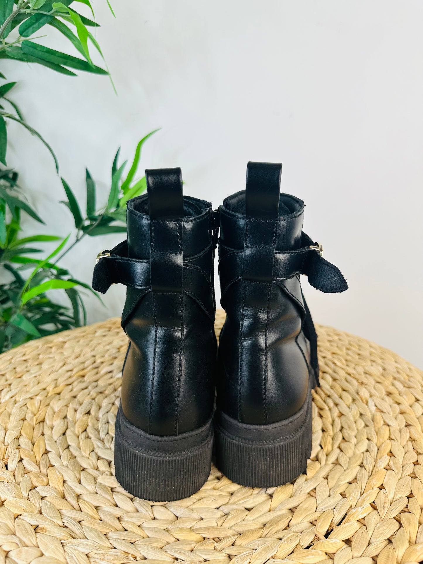 Leather Combat Boots - Size 39