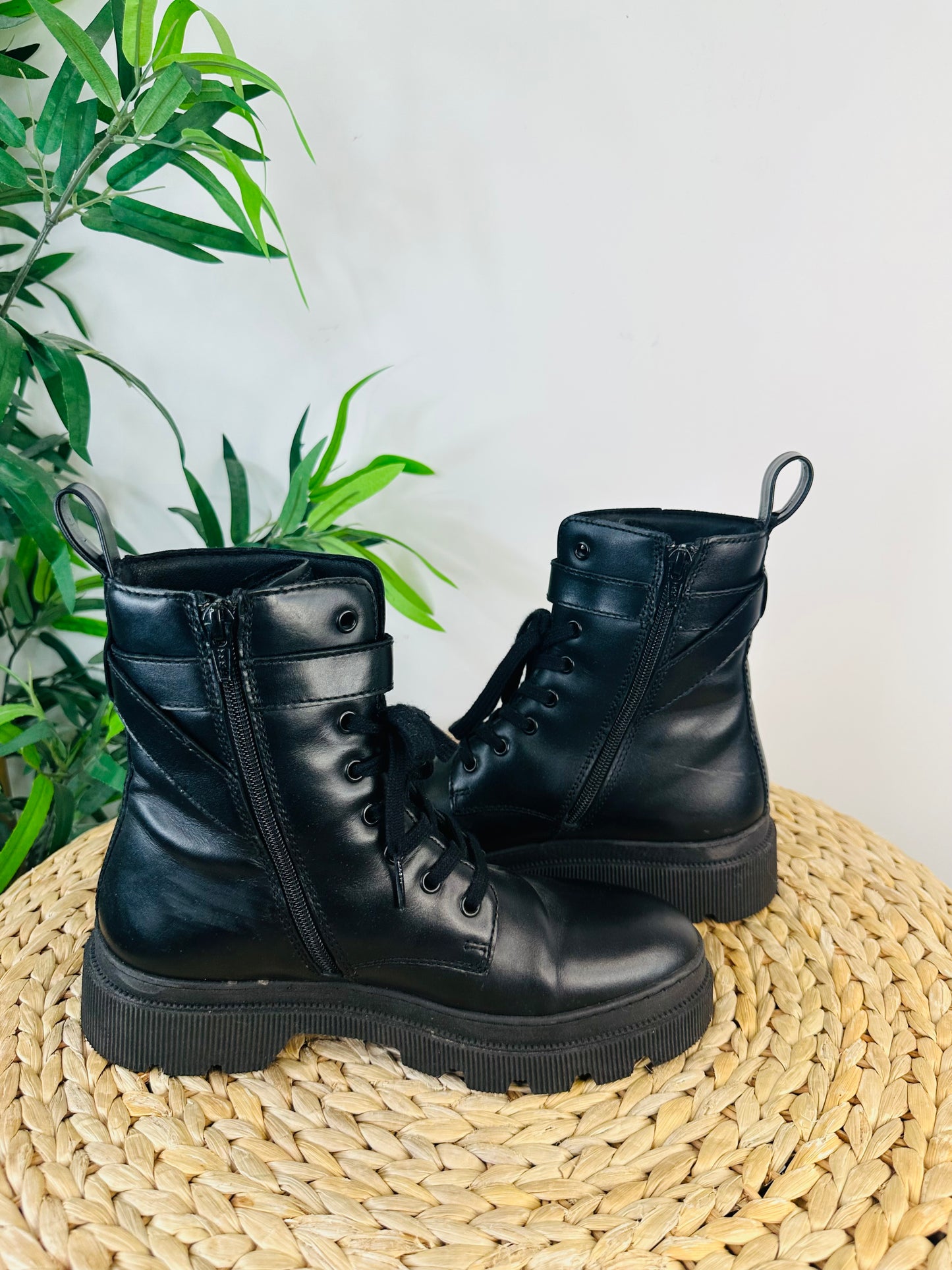 Leather Combat Boots - Size 39