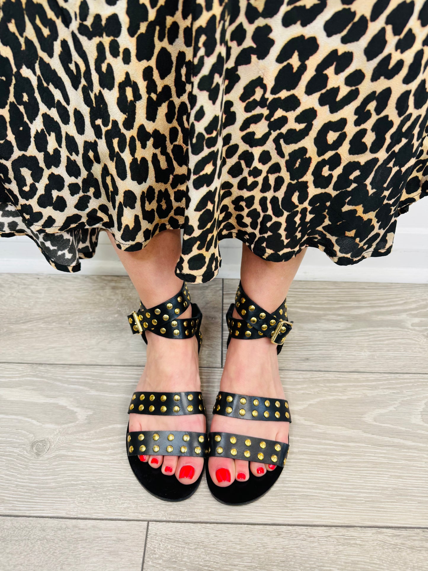 Studded Leather Sandals - Size 37