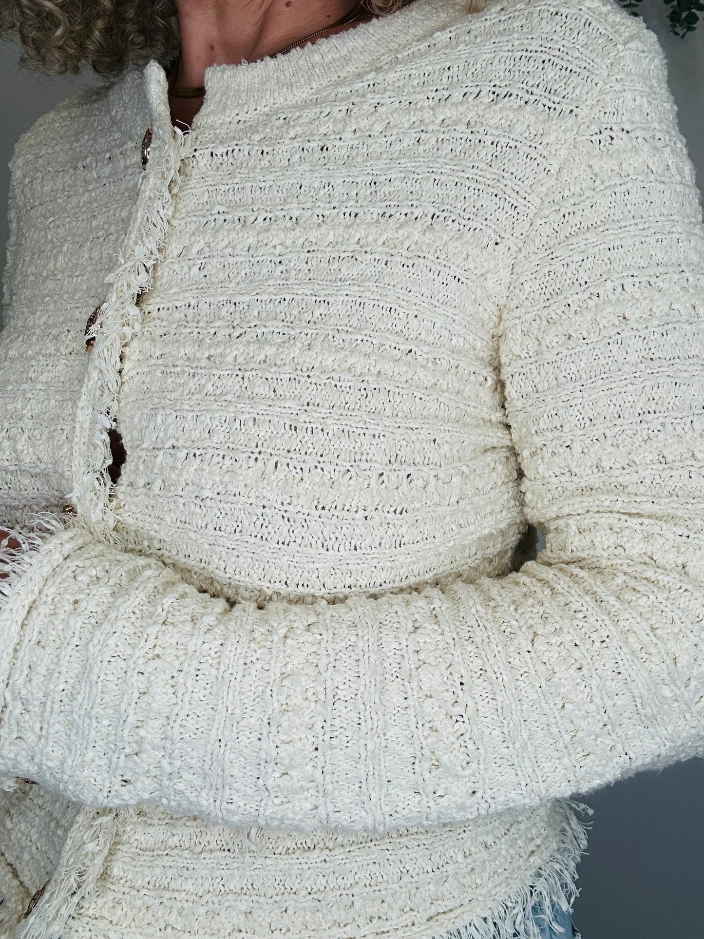 Fringed Knit Jacket - Size M