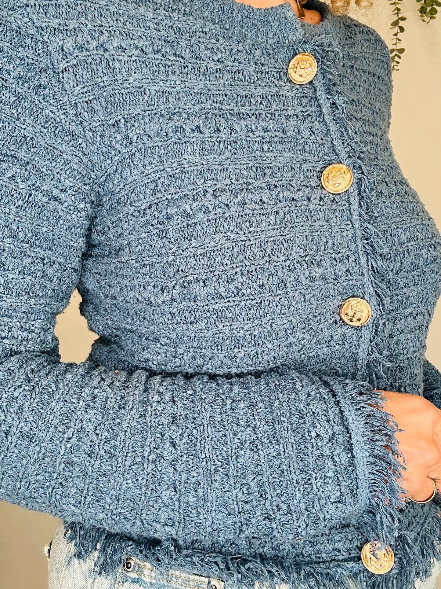 Fringed Knit Jacket - Size M